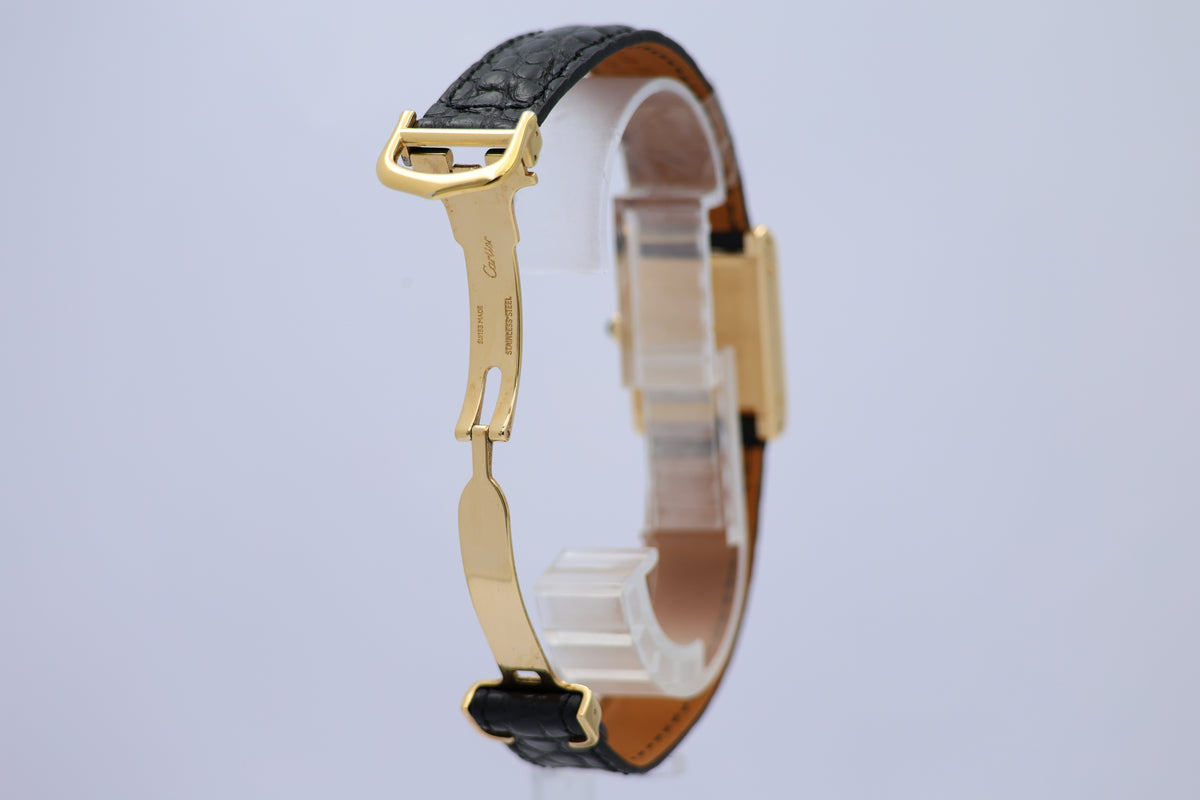 Cartier Tank Normale Paris Blatt 18k Gold Handaufzug 78092 - Detailansicht 2