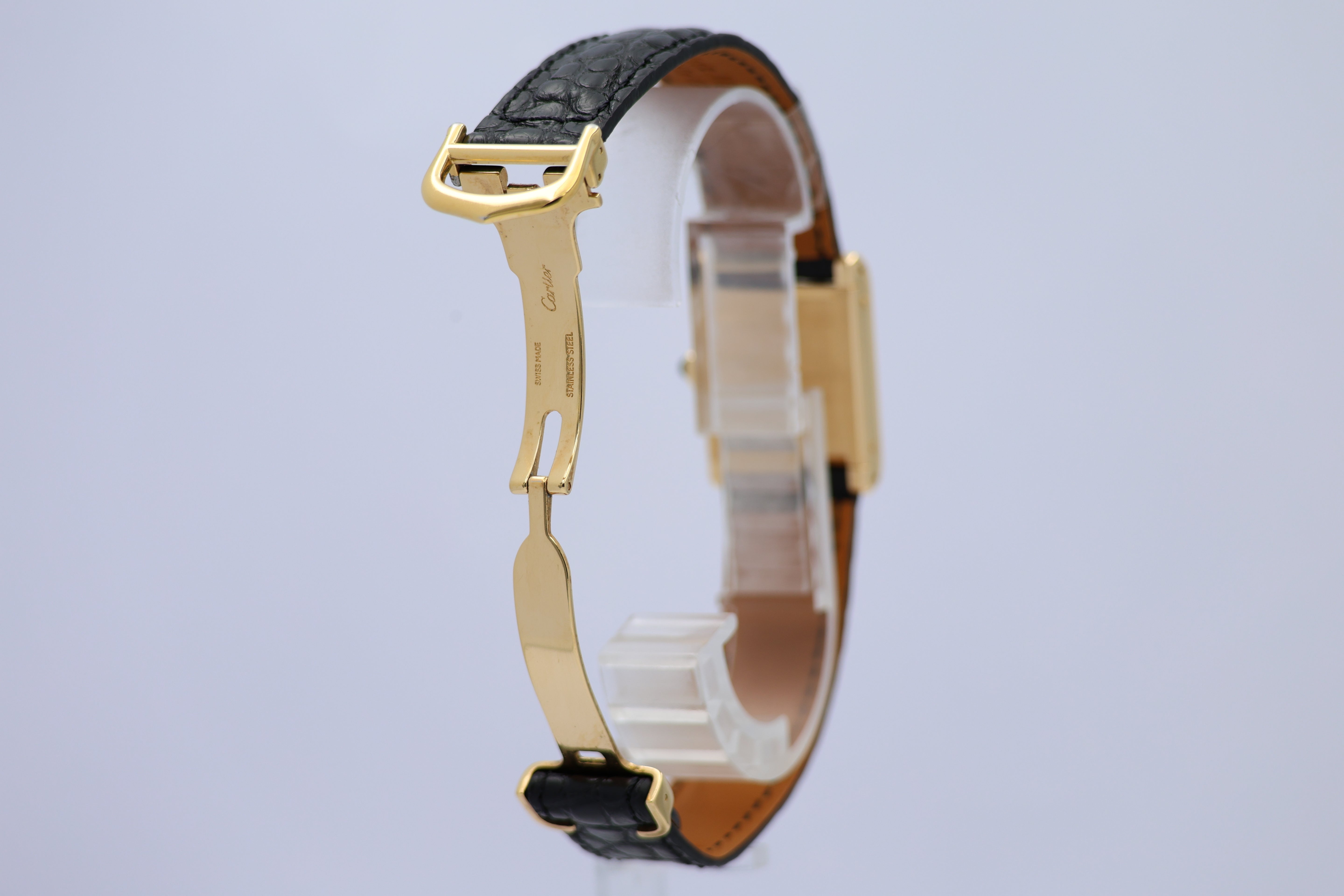 Cartier Tank Normale Paris Blatt 18k Gold Handaufzug 78092 - Detailansicht 2