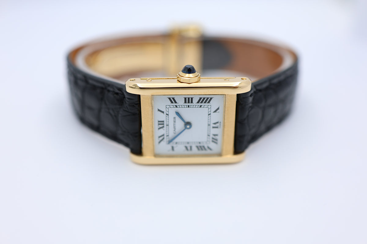 Cartier Tank Normale Paris Blatt 18k Gold Handaufzug 78092 - Detailansicht 3