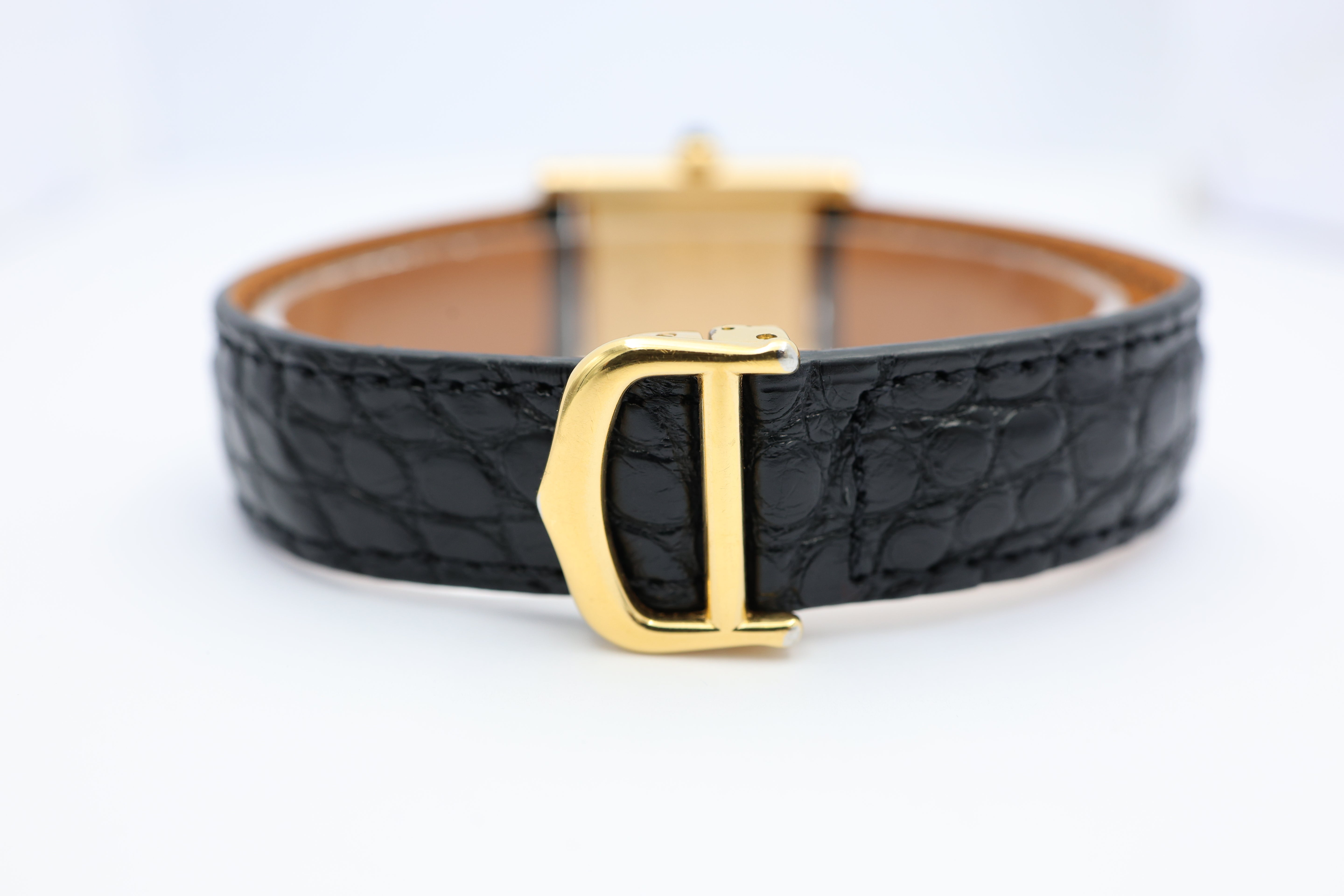 Cartier Tank Normale Paris Blatt 18k Gold Quarz 78092 - Detailansicht 5