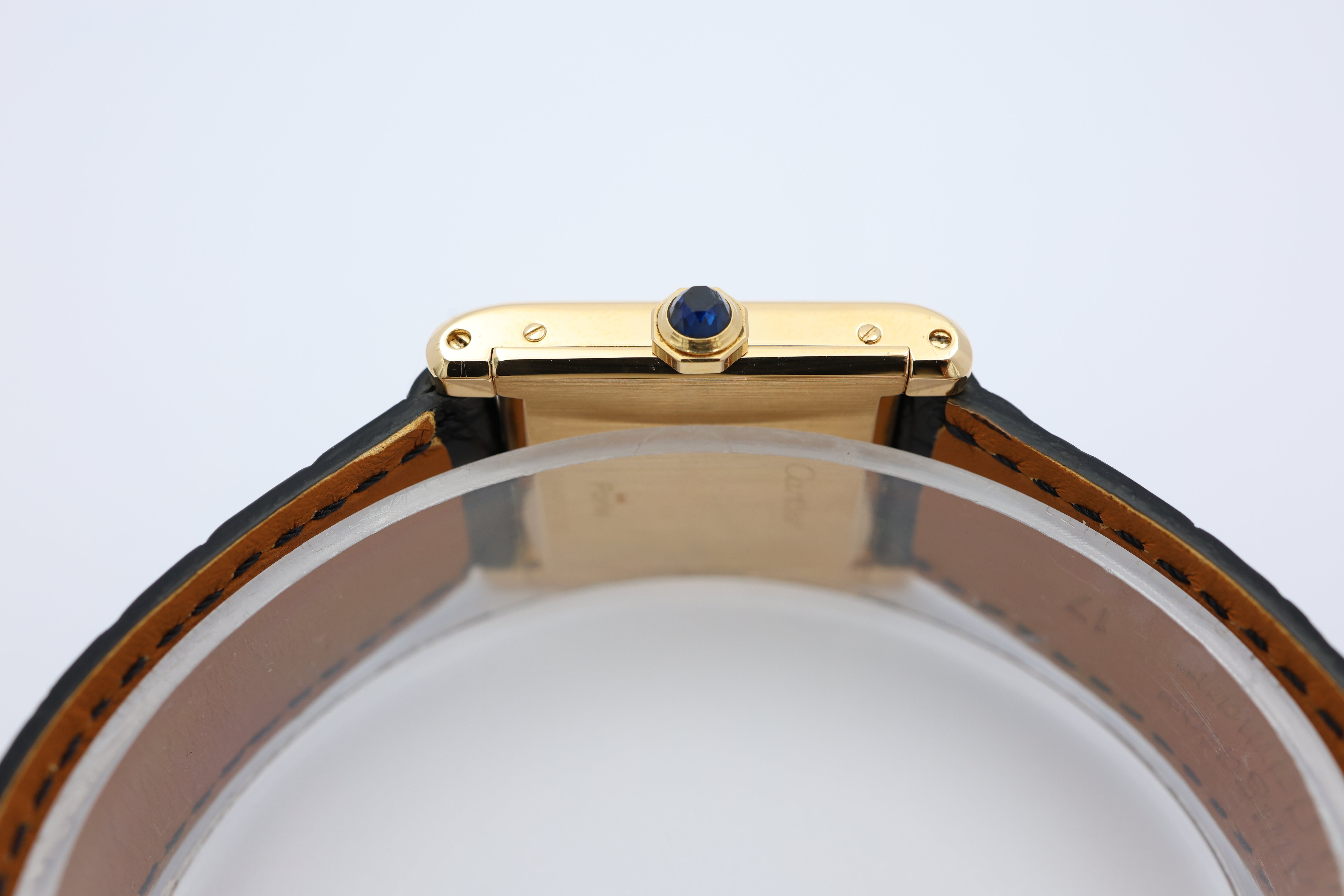 Cartier Tank Normale Paris Blatt 18k Gold Quarz 78092 - Detailansicht 7