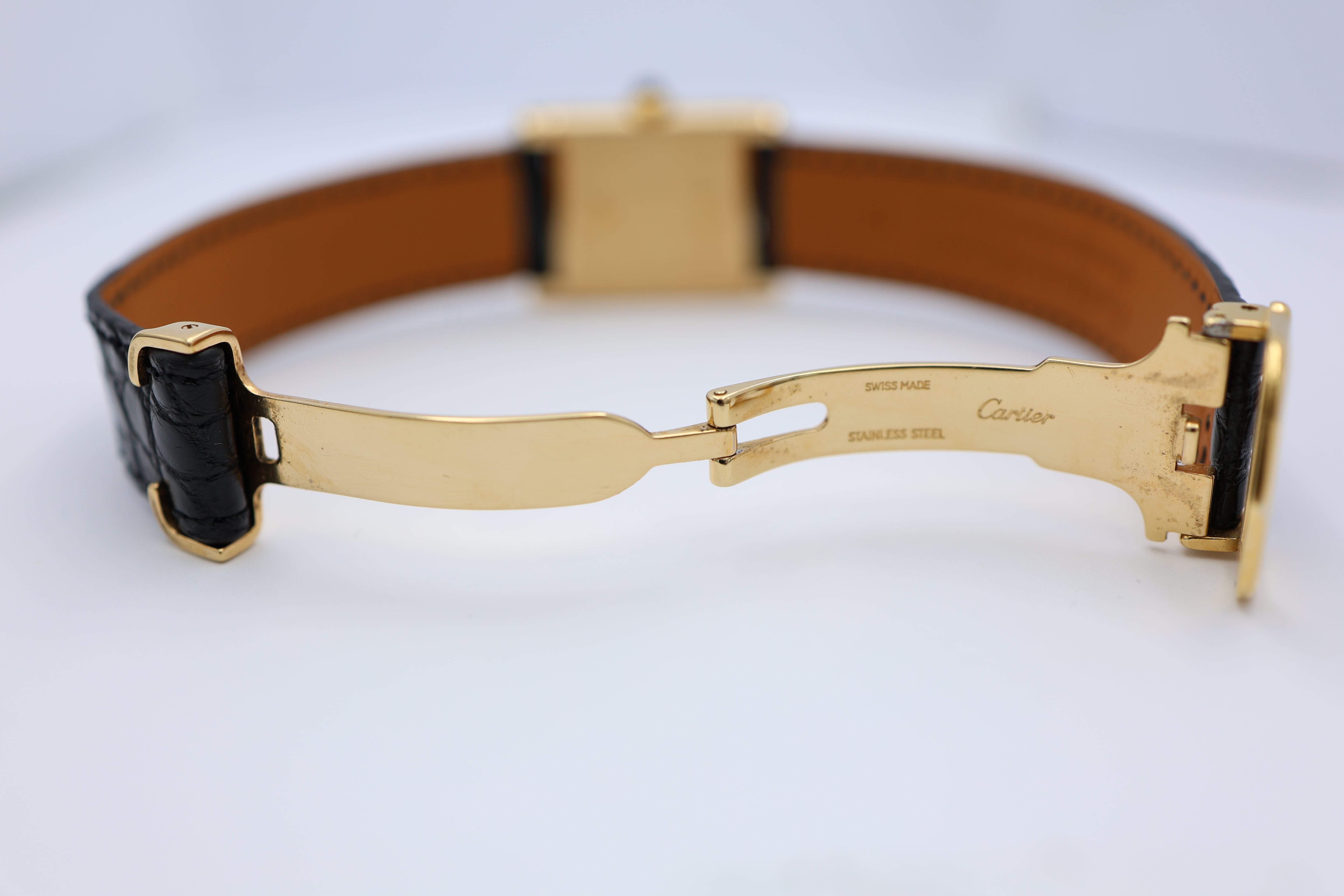 Cartier Tank Normale Paris Blatt 18k Gold Quarz 78092 - Detailansicht 8