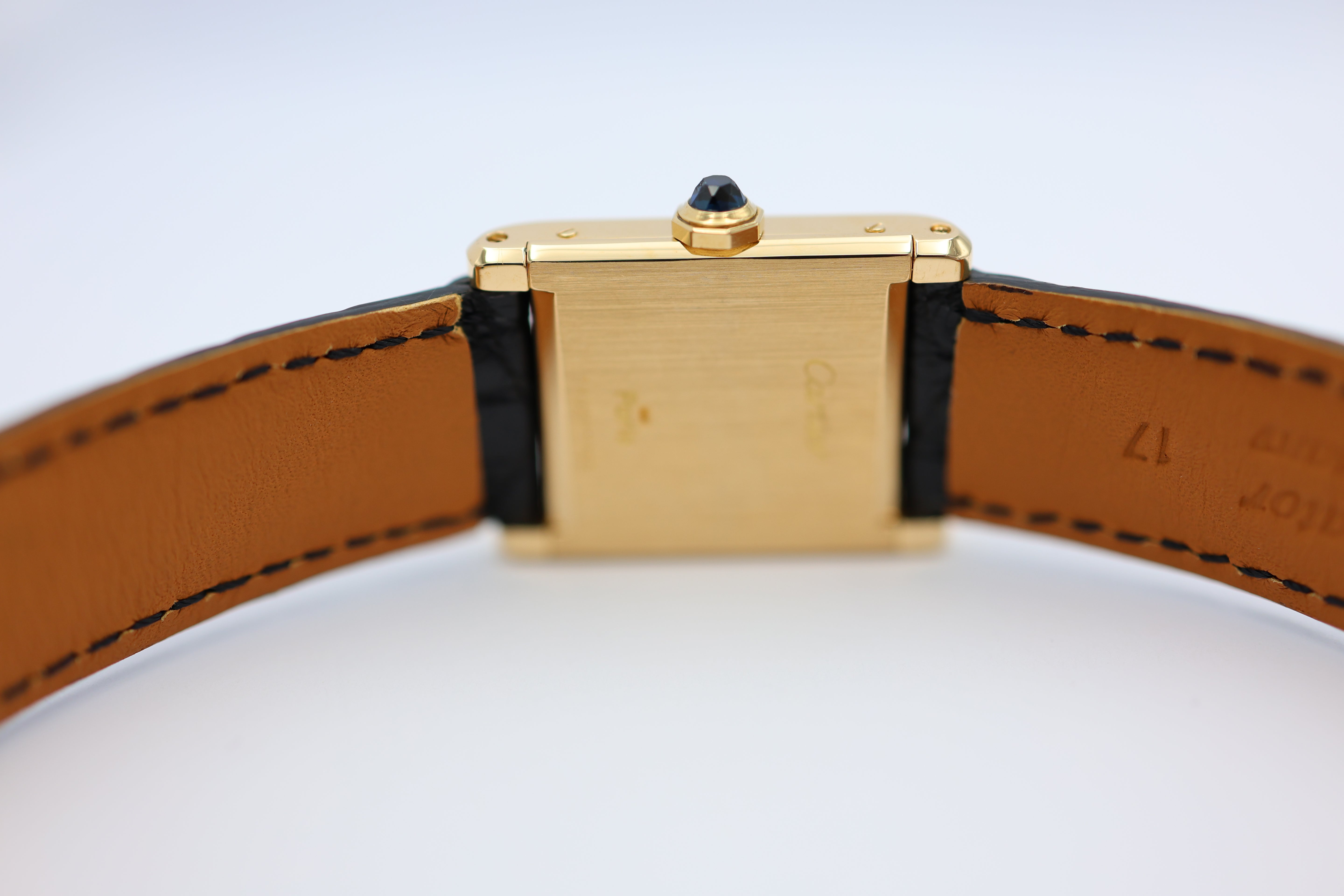 Cartier Tank Normale Paris Blatt 18k Gold Quarz 78092 - Detailansicht 9