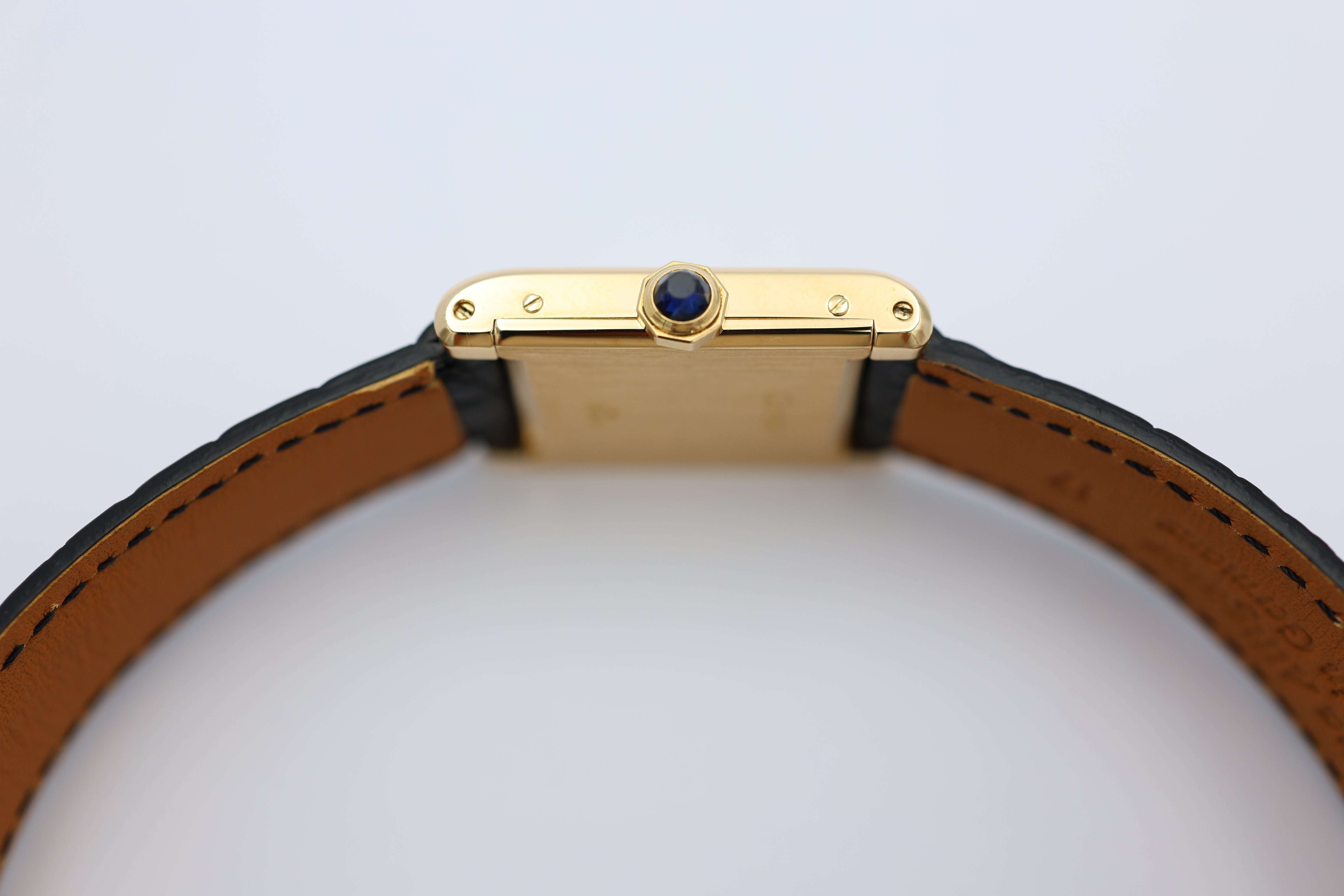 Cartier Tank Normale Paris Blatt 18k Gold Quarz 78092 - Detailansicht 10