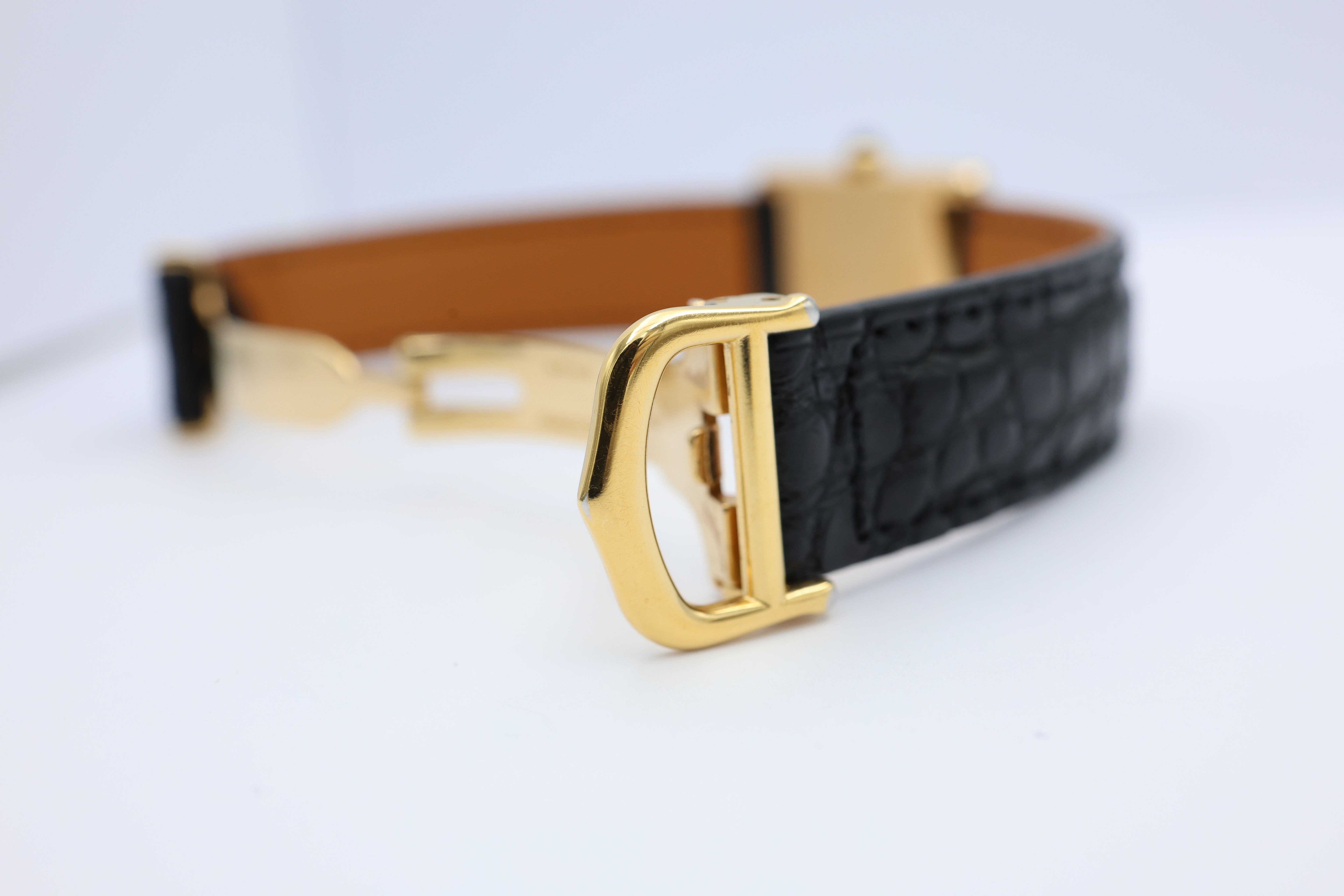 Cartier Tank Normale Paris Blatt 18k Gold Quarz 78092 - Detailansicht 11
