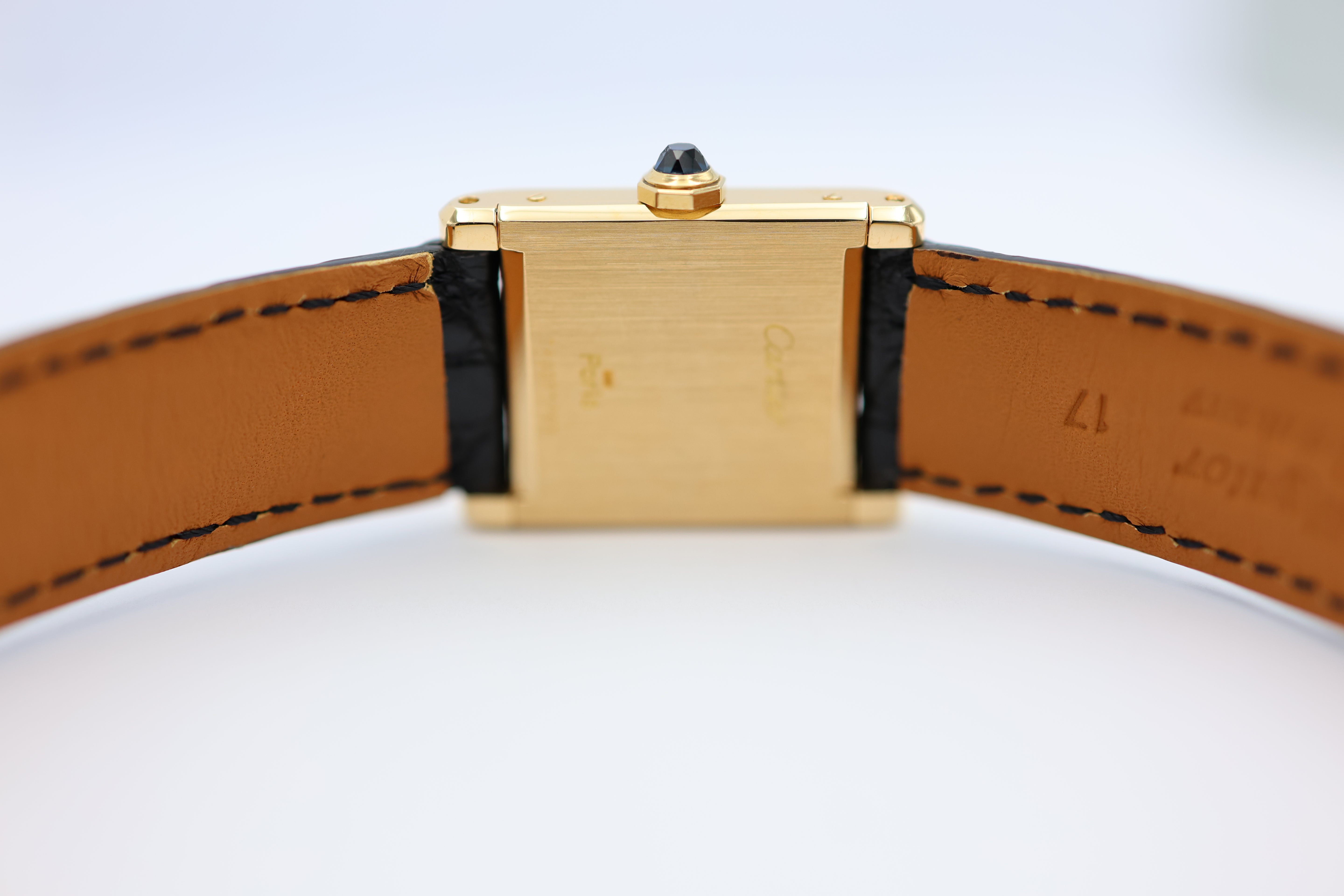 Cartier Tank Normale Paris Blatt 18k Gold Quarz 78092 - Detailansicht 15