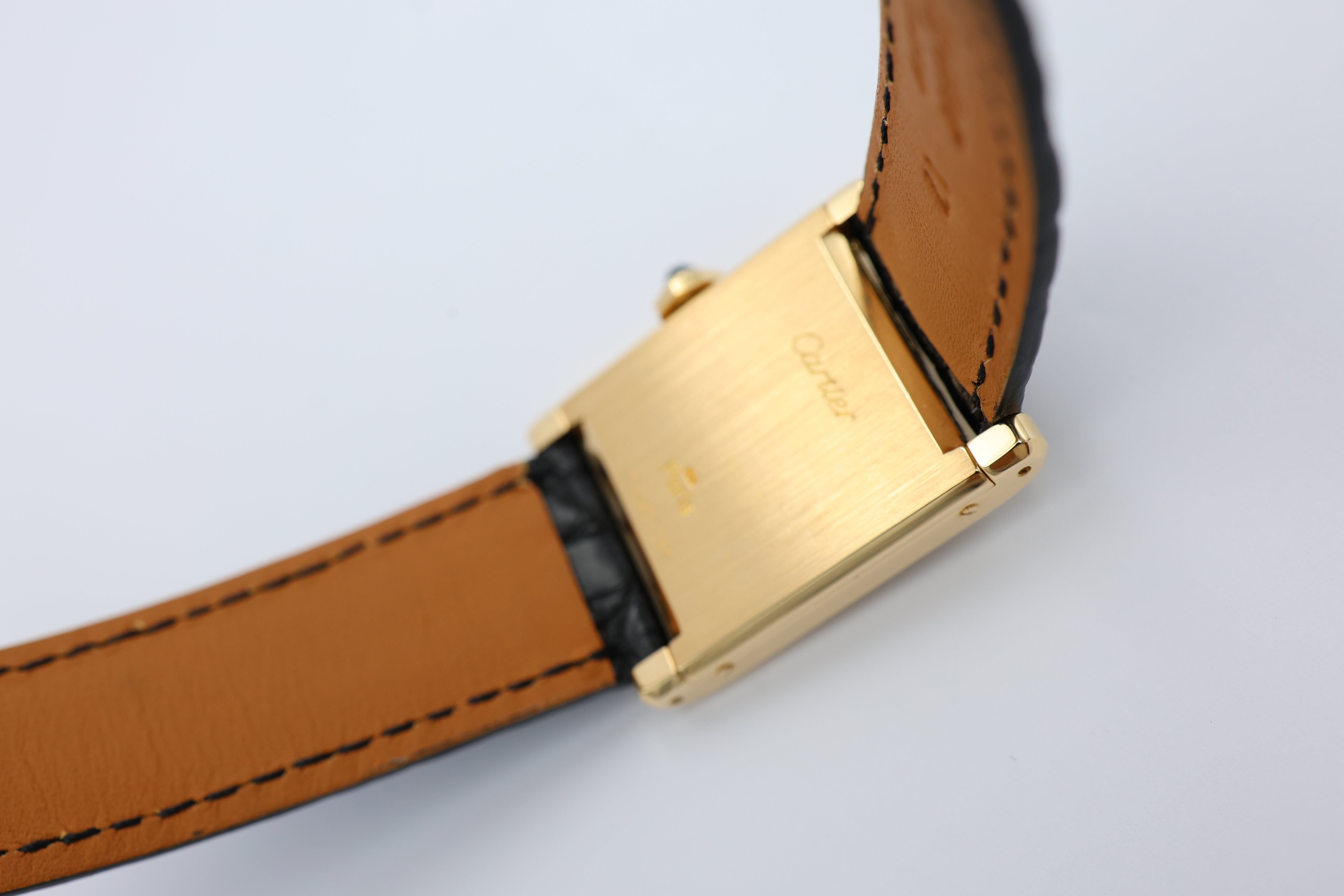 Cartier Tank Normale Paris Blatt 18k Gold Quarz 78092 - Detailansicht 16