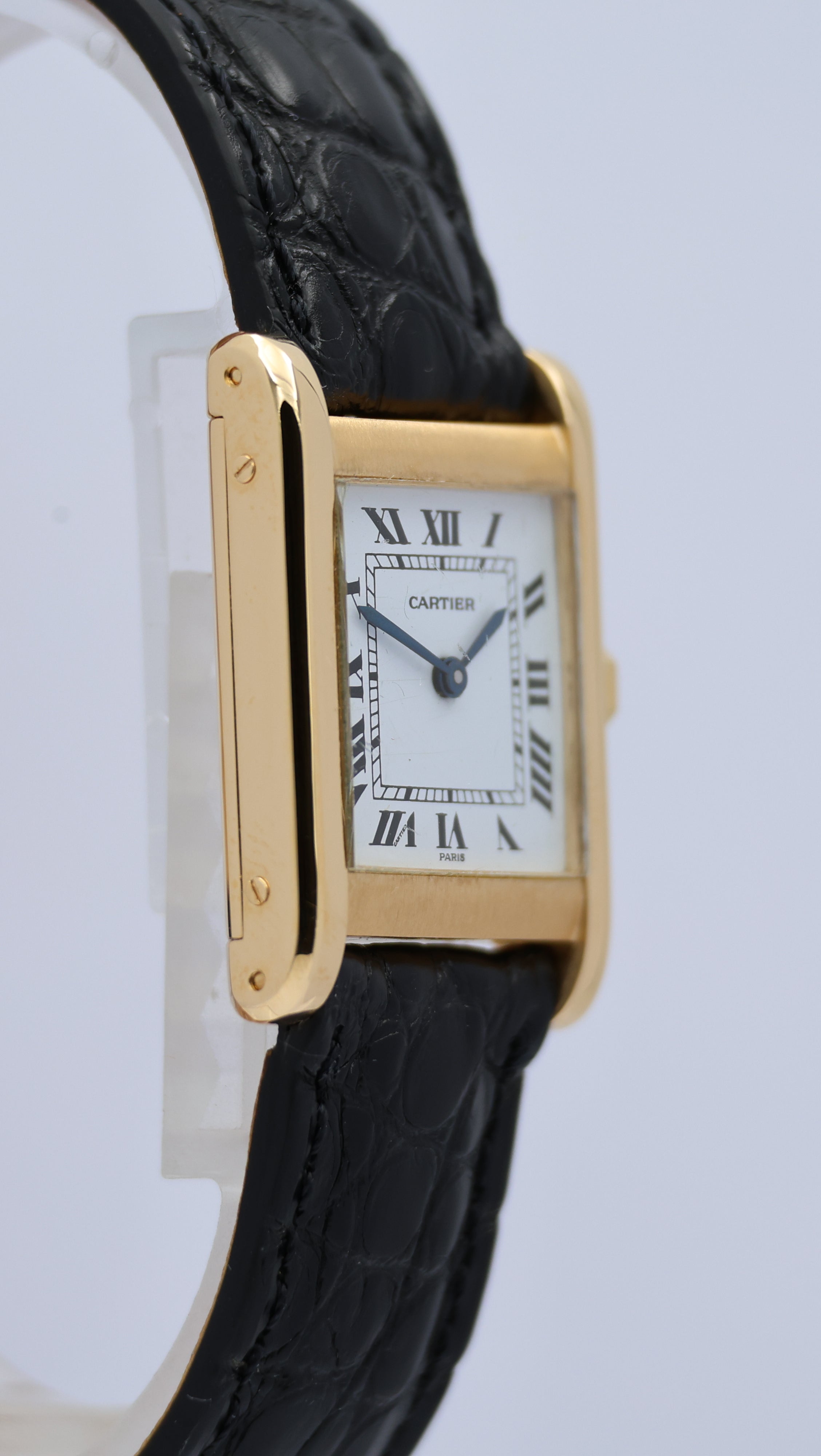 Cartier Tank Normale Paris Blatt 18k Gold Quarz 78092 - Detailansicht 20