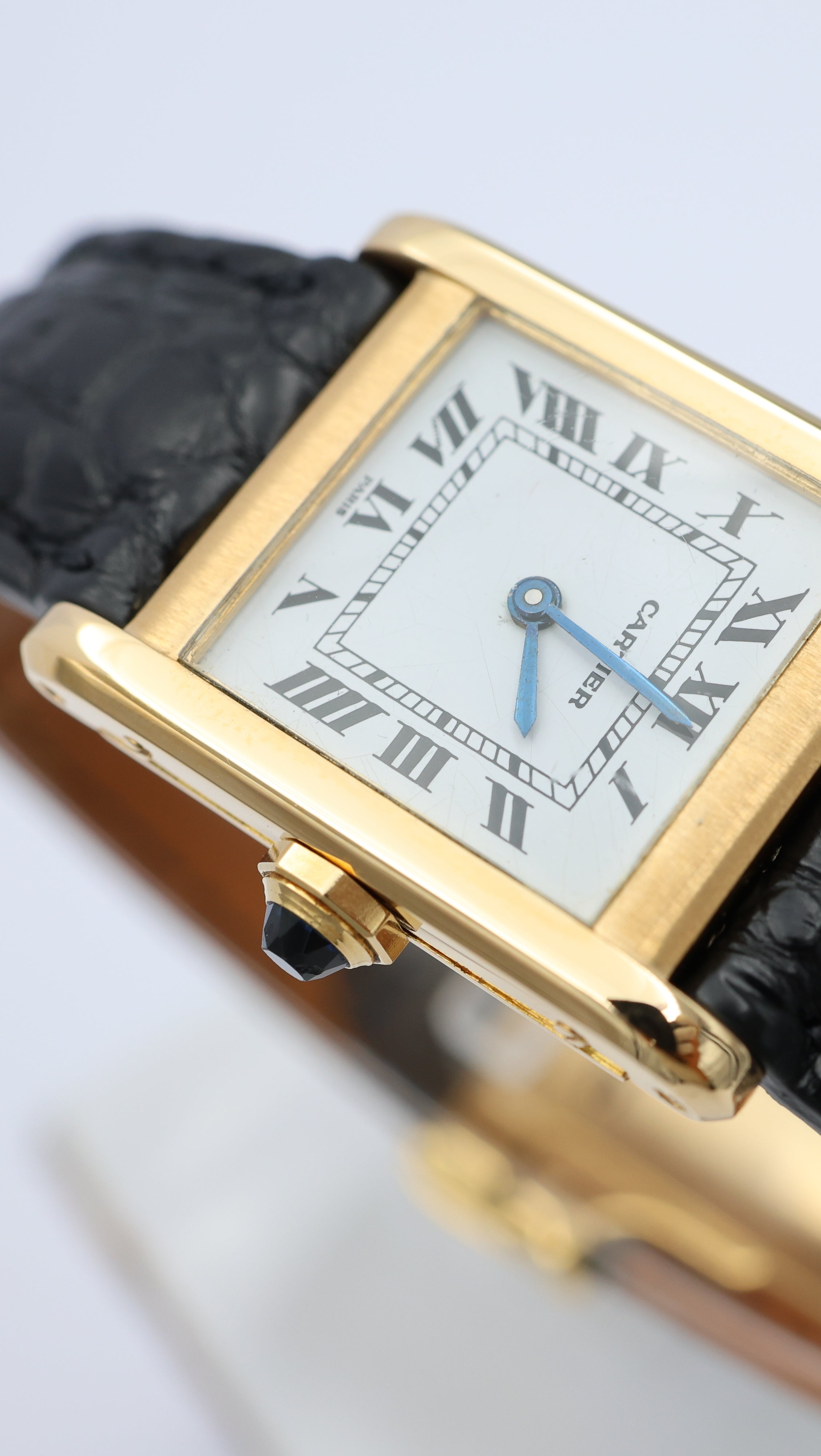 Cartier Tank Normale Paris Blatt 18k Gold Quarz 78092 - Detailansicht 24