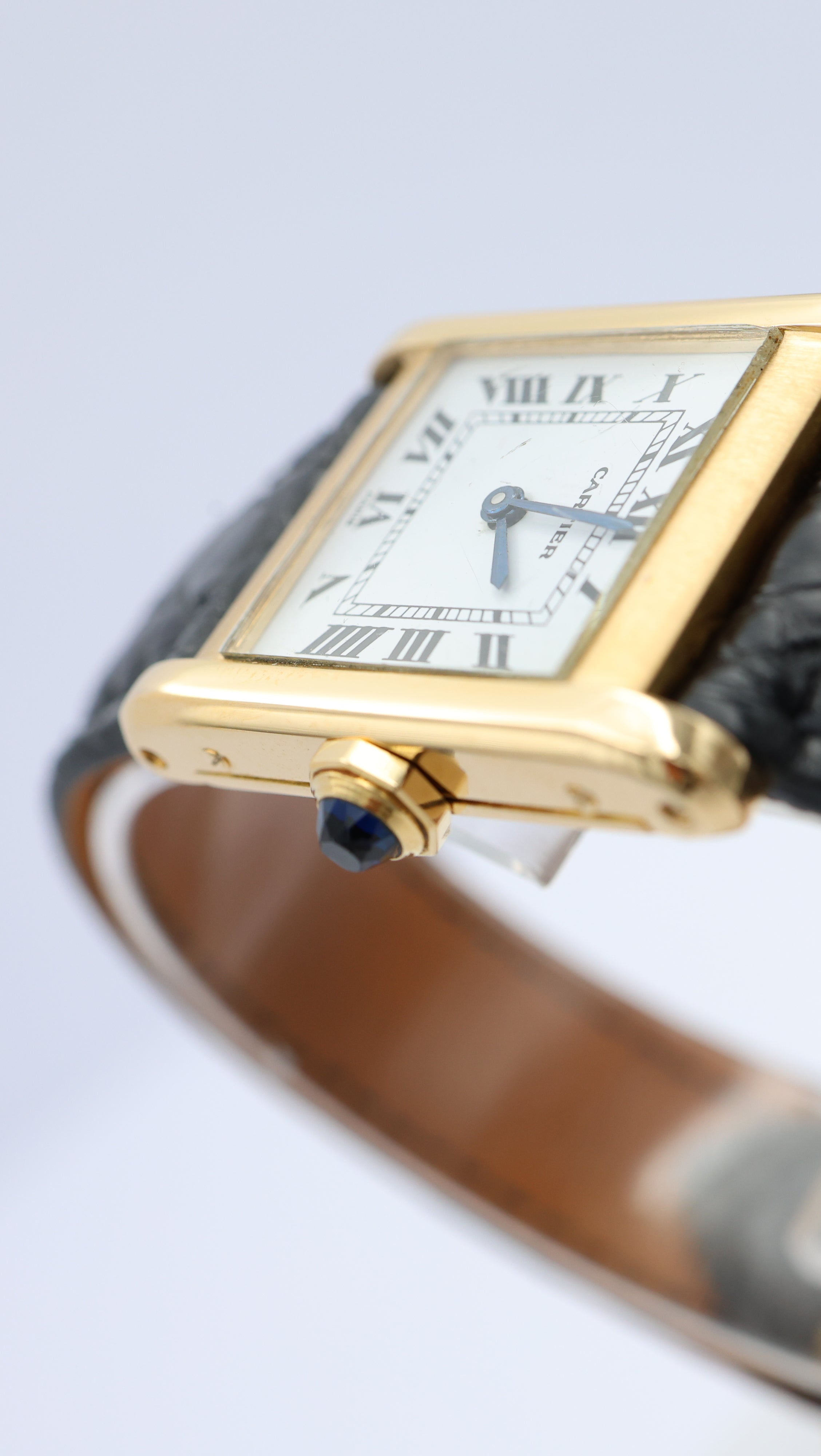 Cartier Tank Normale Paris Blatt 18k Gold Quarz 78092 - Detailansicht 25
