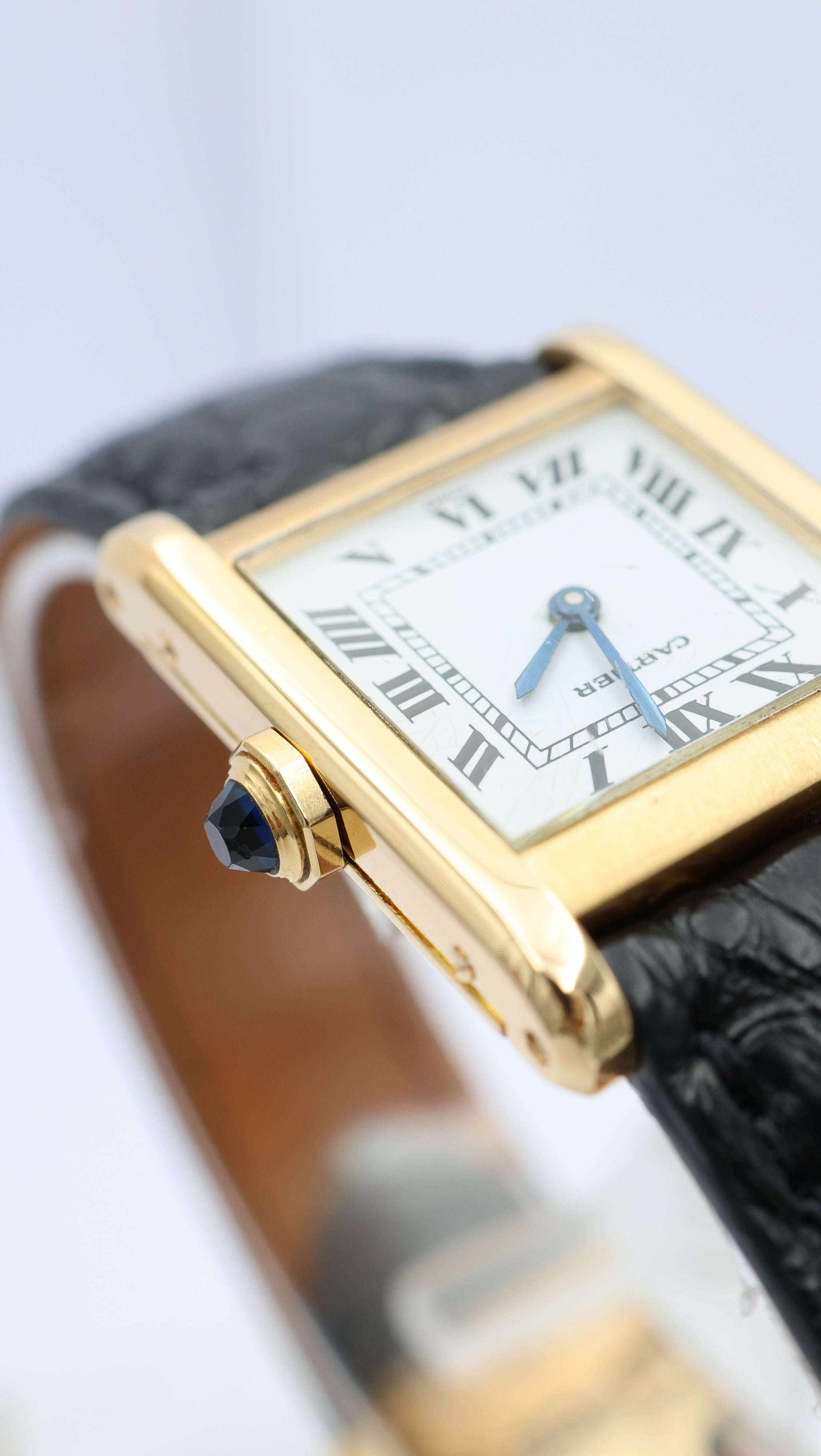 Cartier Tank Normale Paris Blatt 18k Gold Quarz 78092 - Detailansicht 26