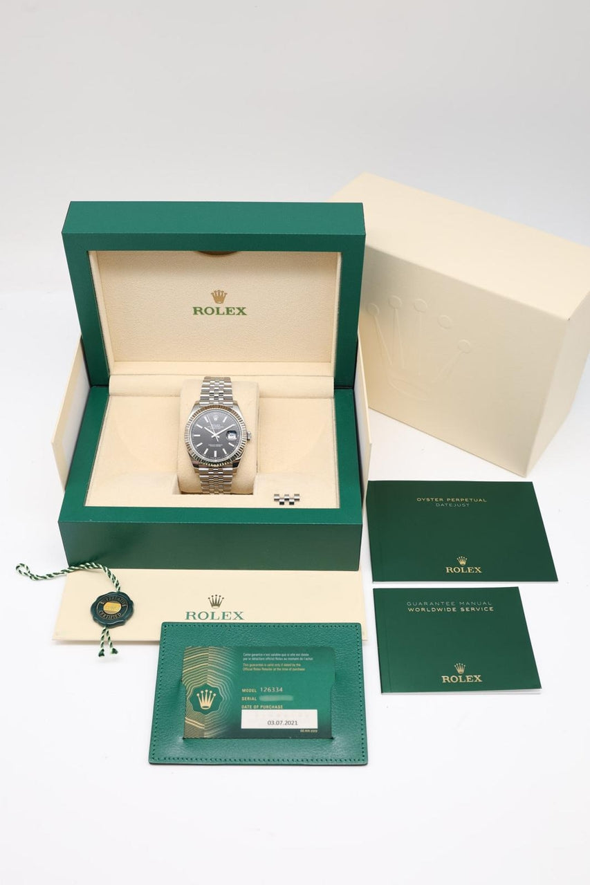 Rolex Datejust 41 Automatik Herrenuhr 126334 - Papiere und oder Lieferumfang