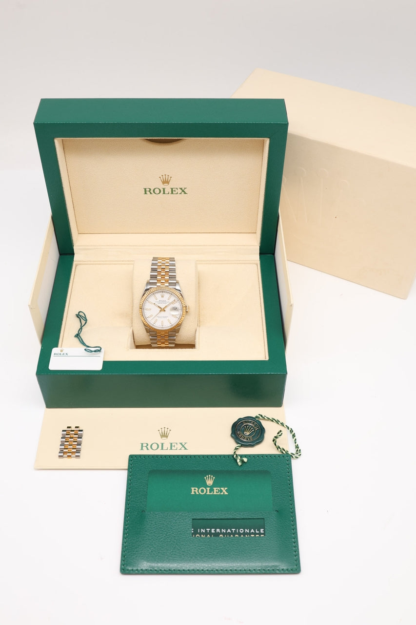 Rolex Datejust 36 Stahl/Gold Automatik Weiß 126233 - Papiere und oder Lieferumfang