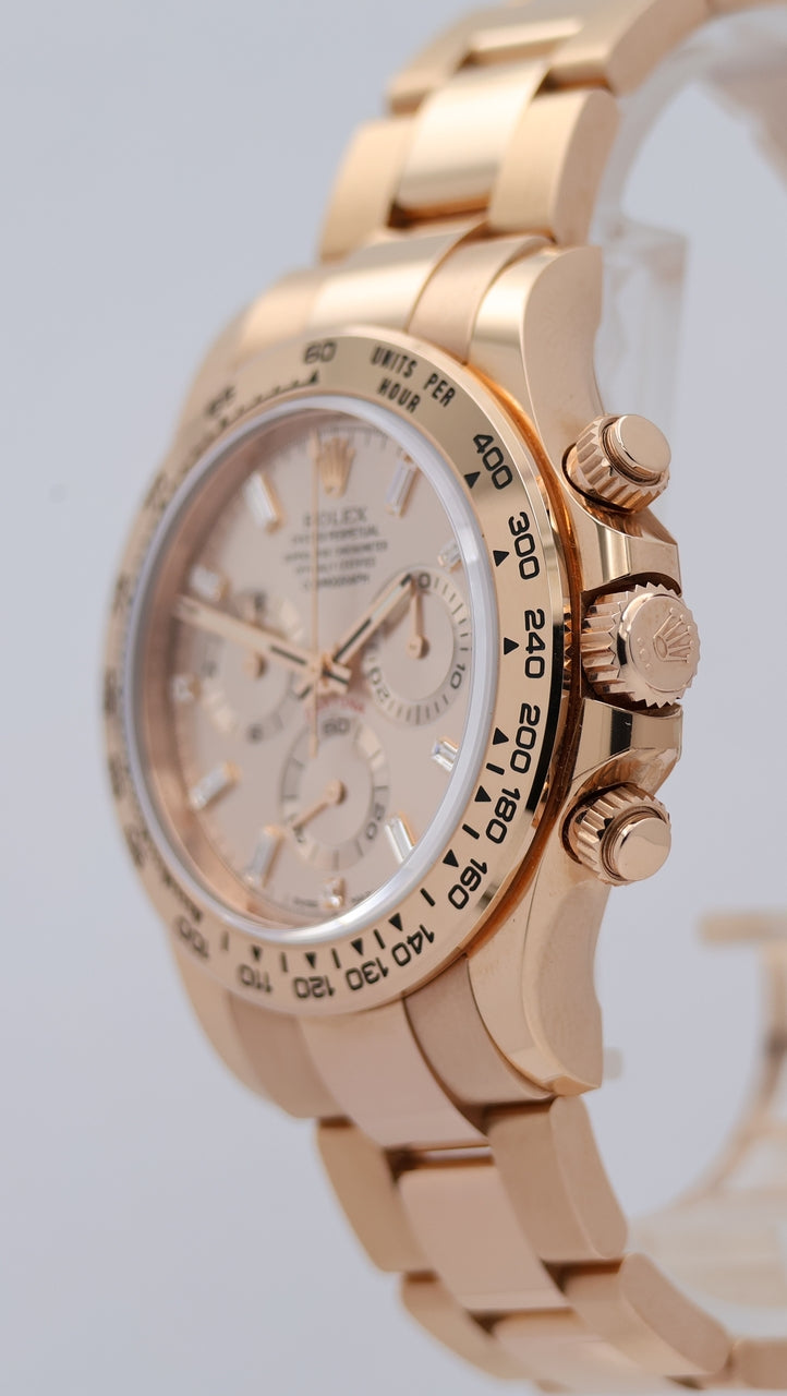 Rolex Daytona Roségold Sundust Baguette-Dial Ungetragen 116505 Box + og. Papiere
