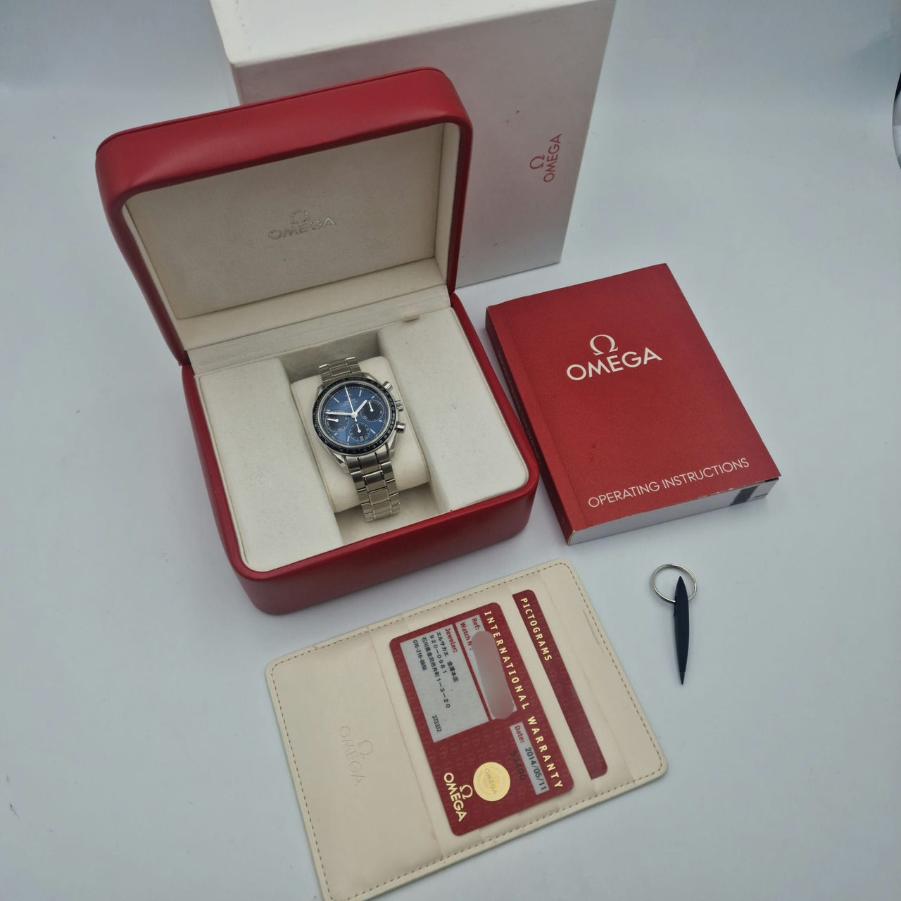Omega Speedmaster Racing Automatik Blau 40mm 32630405003001 Box + og. Papiere