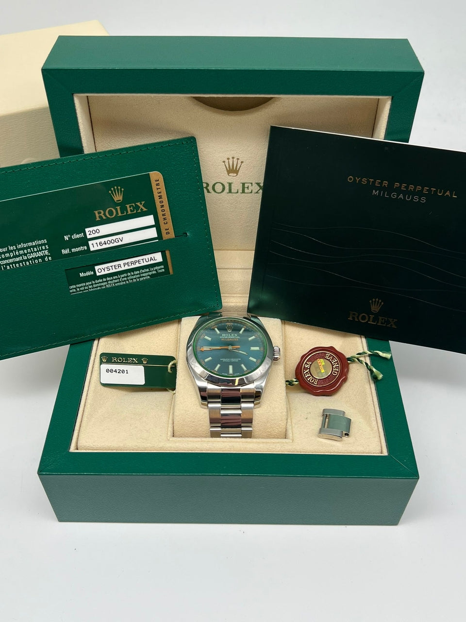 Rolex Milgauss Automatik Herrenuhr Blau 116400GV - Papiere und oder Lieferumfang