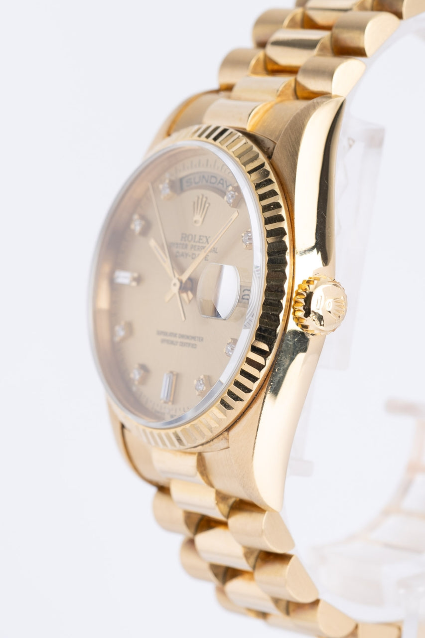 Rolex Day-Date 36 President 18k Gelbgold "Diamond Dial" 18238 - Detailansicht 2