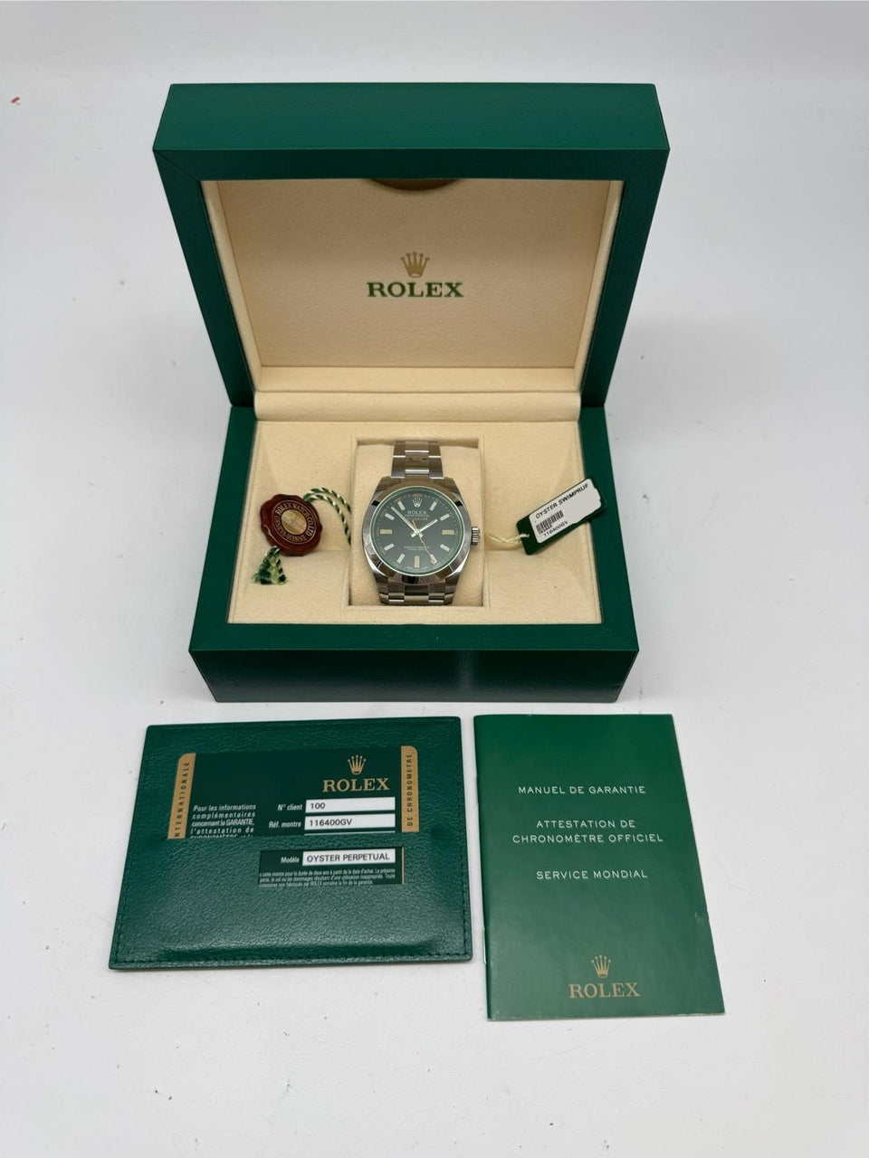 Rolex Milgauss Automatik Ungetragen + Verklebt NOS 116400GV Box + og. Papiere