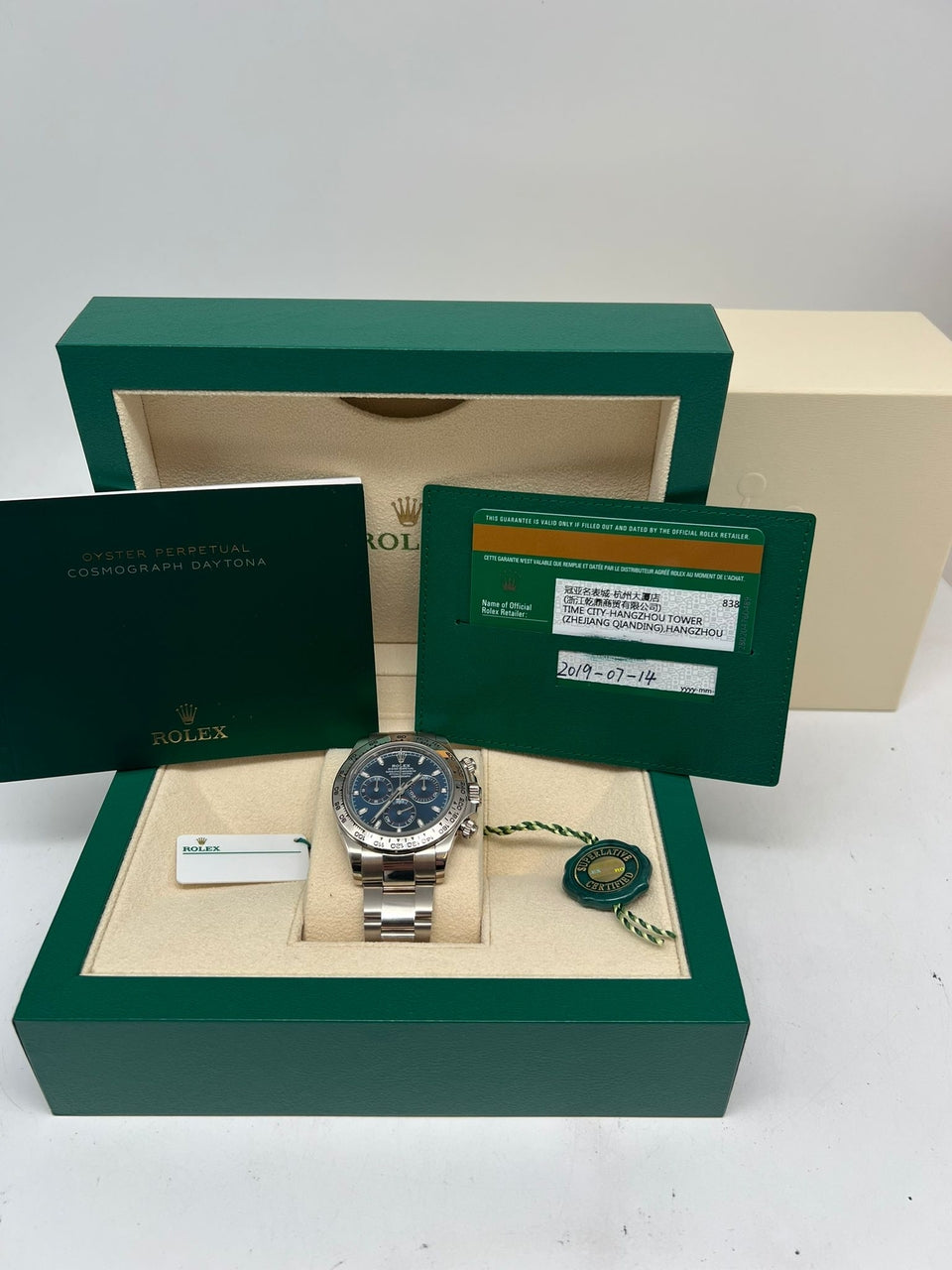 Rolex Daytona Automatik Herrenuhr Weißgold Blue 116509 - Papiere und oder Lieferumfang