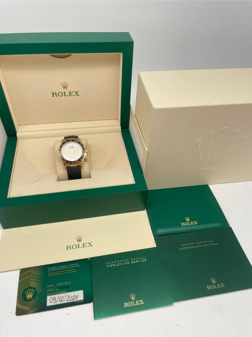 Rolex Cosmograph Daytona Oysterflex Gelbgold LC100 126518LN - Papiere und oder Lieferumfang