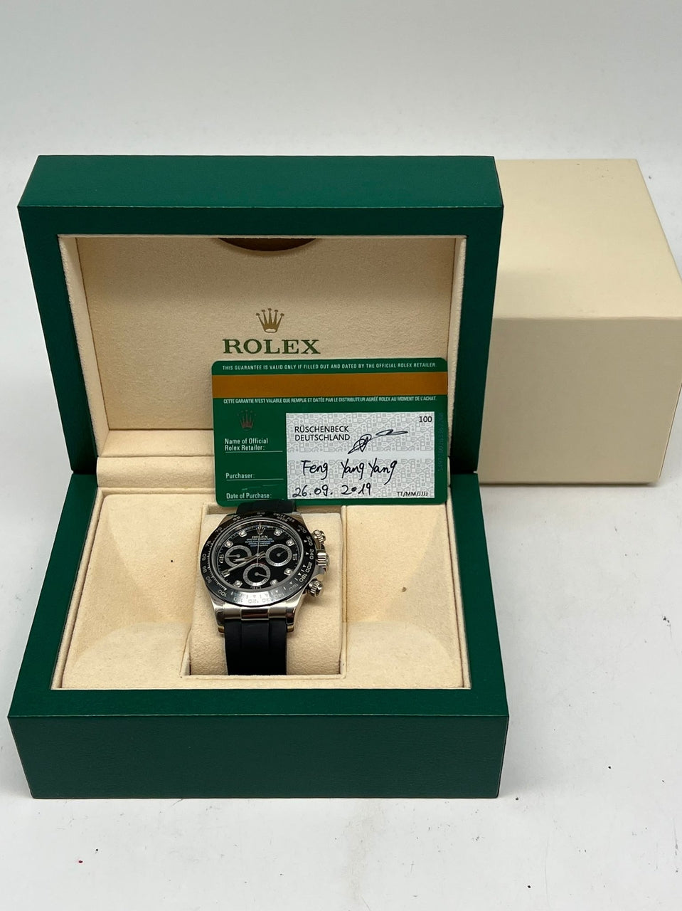 Rolex Daytona Weißgold Oysterflex Diamond Dial 116519 - Papers and documentation