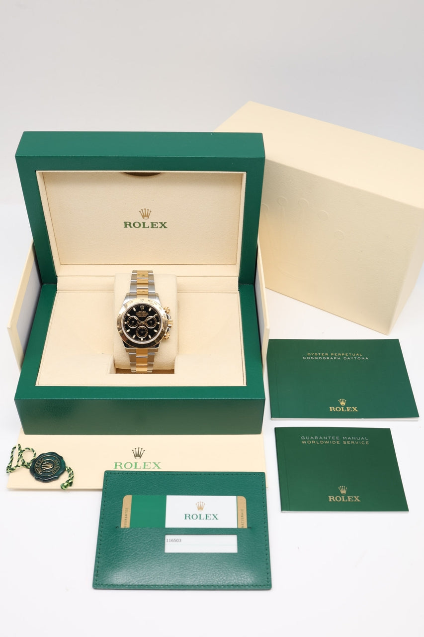 Rolex Daytona 40 Stahl/Gold Automatik Schwarz 116503 - Papiere und oder Lieferumfang