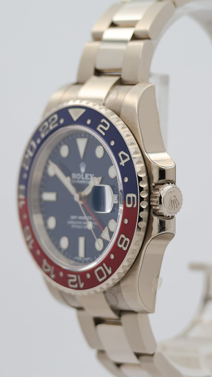 Rolex GMT-Master II "Pepsi" Automatik Herrenuhr Weißgold 40mm STICKERED 116719BLRO - Detailansicht 7