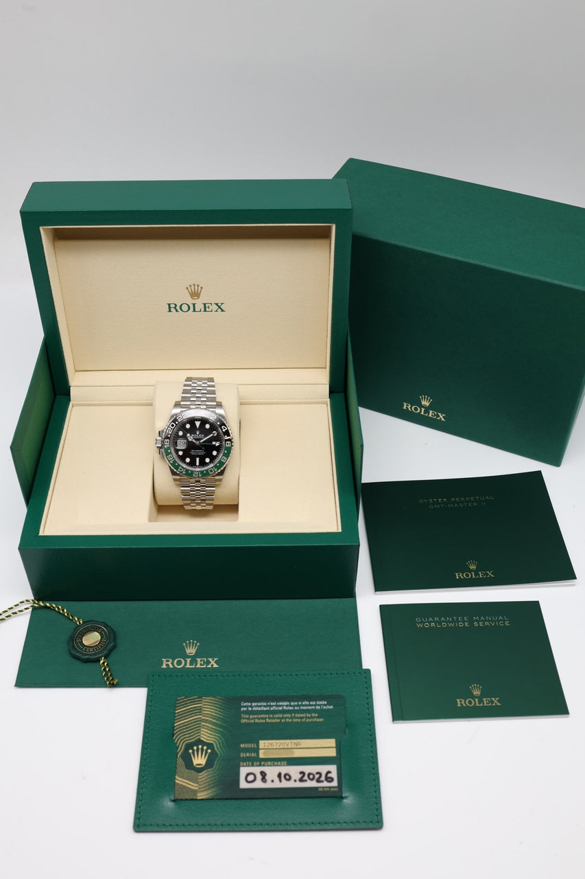 Rolex GMT Master II 'Sprite' Left Hand NEW 10/2026 40mm Automatik 126720VTNR - Papiere und oder Lieferumfang