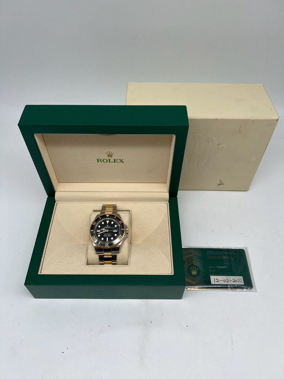 Rolex Sea-Dweller Stahl/Gold Automatik Schwarz 126603 Box + og. Papiere
