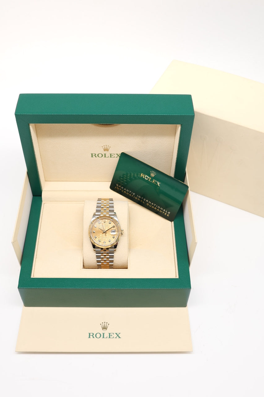 Rolex Datejust 36 Diamond Dial Stahl/Gold Jubilee 126233 - Papiere und oder Lieferumfang