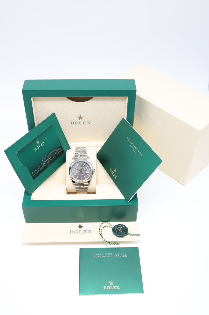 Rolex Datejust 41mm Automatik Herrenuhr Grau Jubilee 126300 - Papiere und oder Lieferumfang