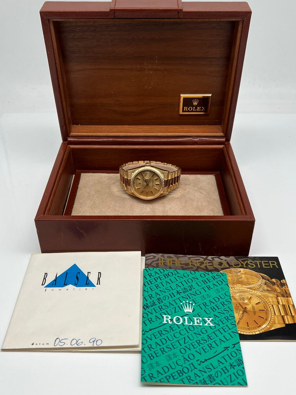 Rolex Day-Date 36 President 18K Gelbgold Automatik 18238 - Papiere und oder Lieferumfang