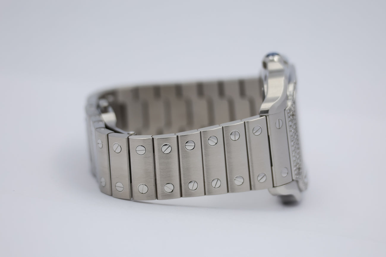 Cartier Santos de Cartier Stahl Factory Diamantbesatz Automatik W4SA0005 Box + og. Papiere