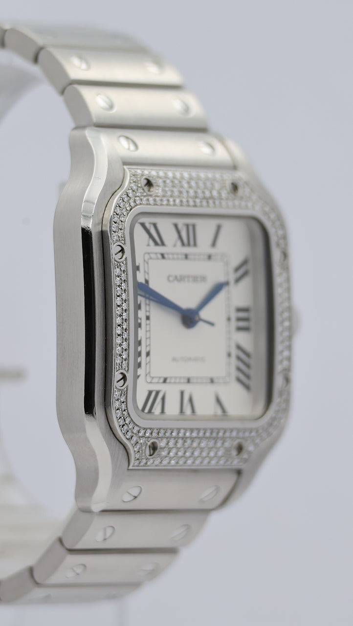 Cartier Santos de Cartier Stahl Factory Diamantbesatz Automatik W4SA0005 Box + og. Papiere