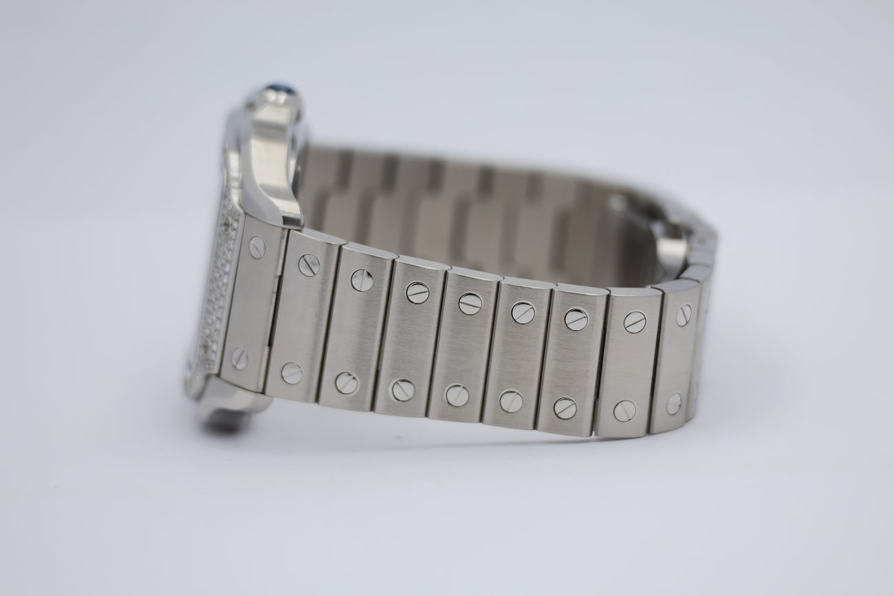 Cartier Santos de Cartier Stahl Factory Diamantbesatz Automatik W4SA0005 Box + og. Papiere