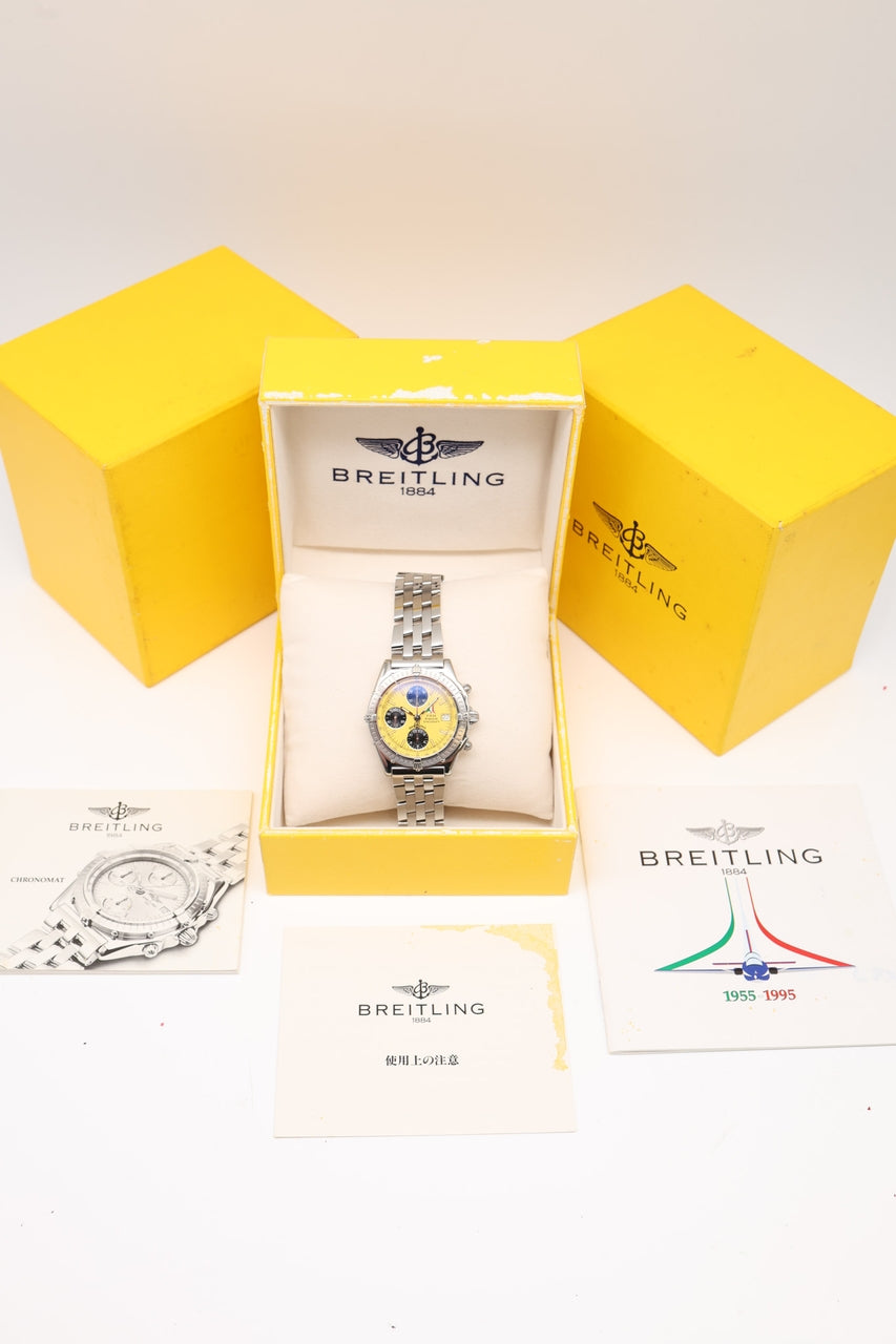 Breitling Chronomat 39mm PAN Frecce Tricolori Gelb Automatik A130501 - Papiere und oder Lieferumfang