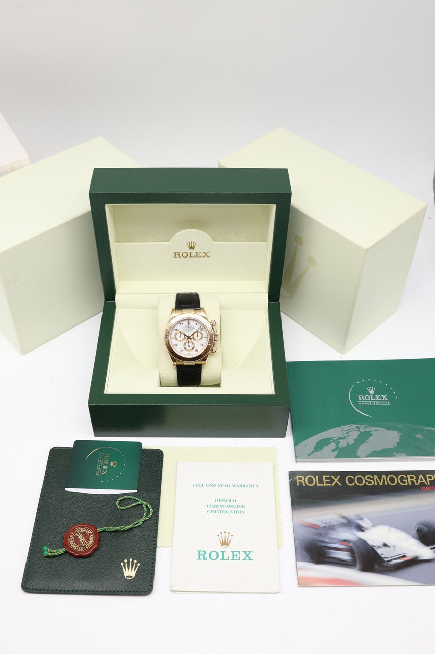Rolex Daytona Automatik Gelbgold Lederband SERVICE 116518 - Papiere und oder Lieferumfang