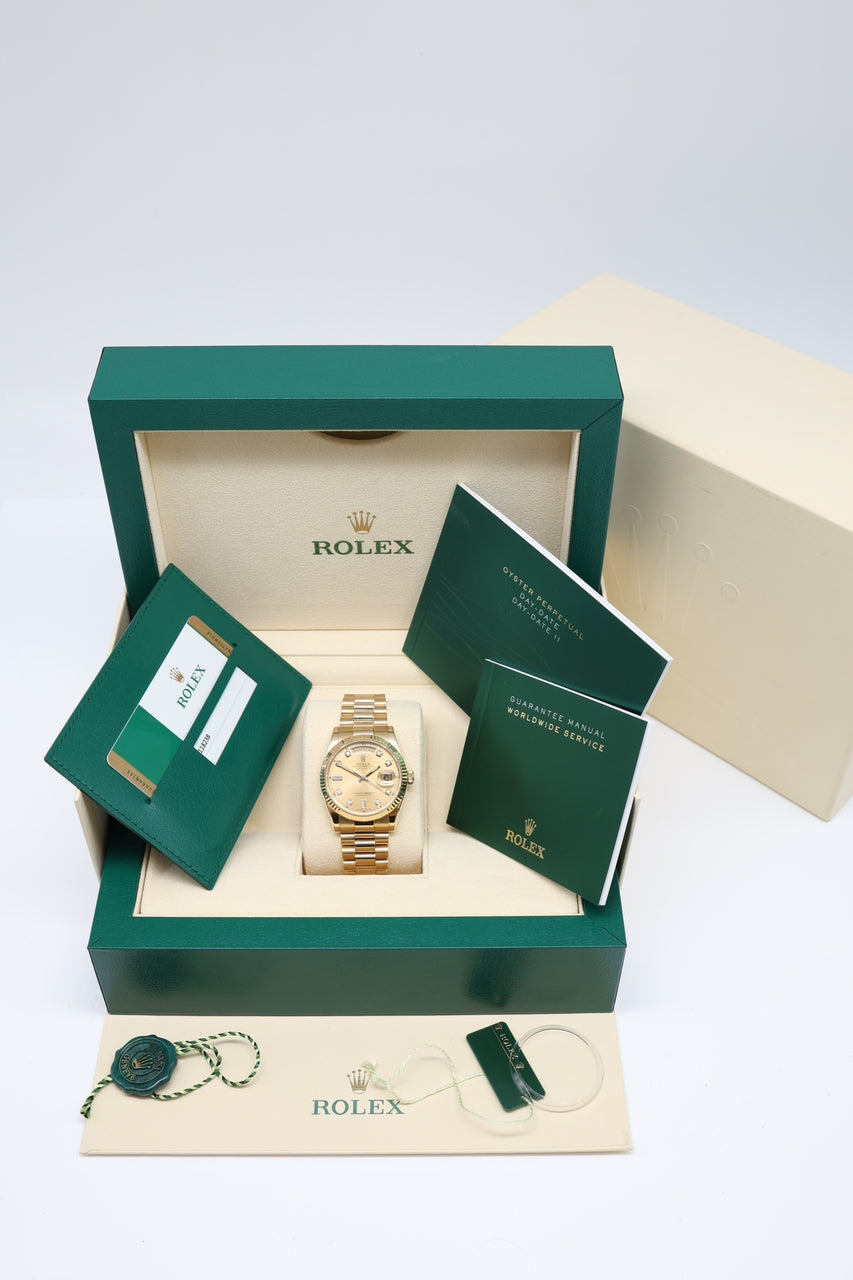 Rolex Day-Date 36 President 18k Gelbgold "Diamond Dial" LC:100 118238 - Papiere und oder Lieferumfang