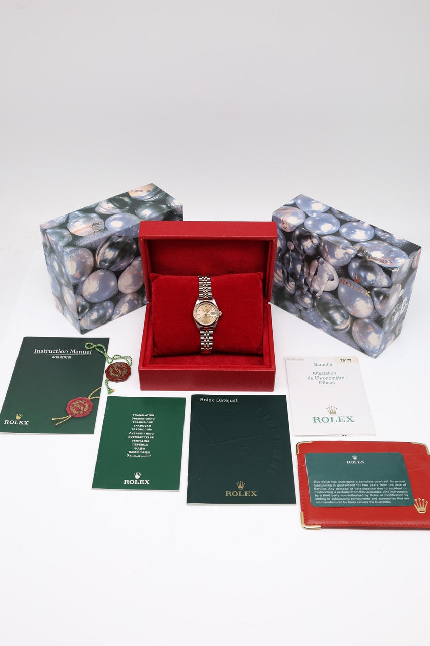 Rolex Lady-Datejust 26mm Rosa Blatt Stahl/Gold Jubilee 79173 - Papiere und oder Lieferumfang