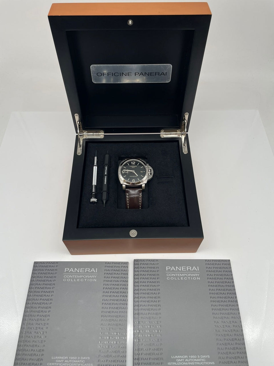 Panerai Luminor 1950 3 Days GMT Automatik PAM00320 - Papiere und oder Lieferumfang