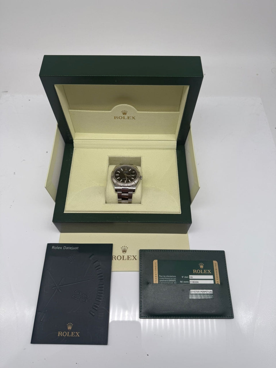 Rolex Datejust II Automatik Herrenuhr Schwarz 116334 - Papiere und oder Lieferumfang