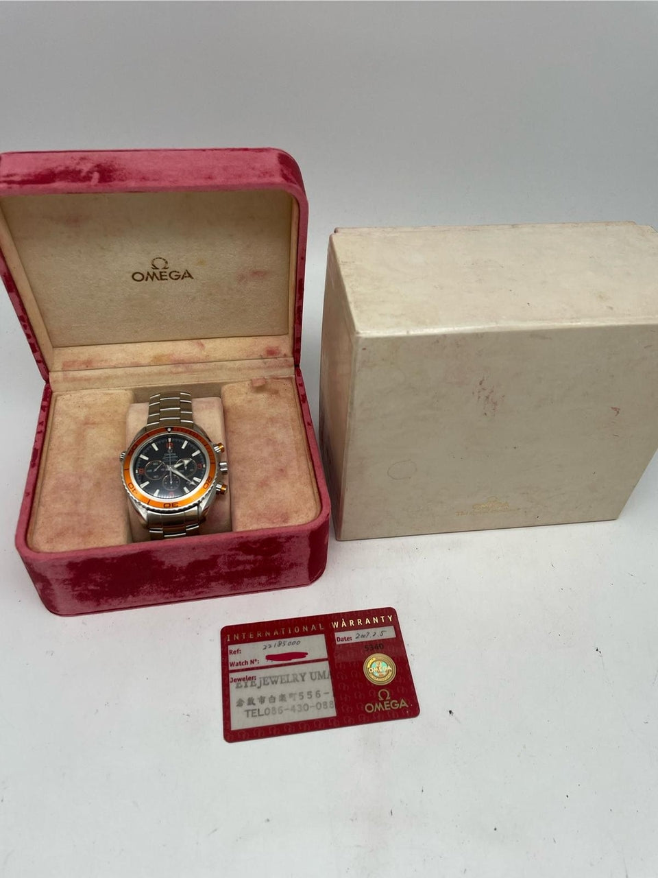 Omega Seamaster Planet Ocean Automatik Herrenuhr Stahl 45,5mm 22185000 - Papiere und oder Lieferumfang