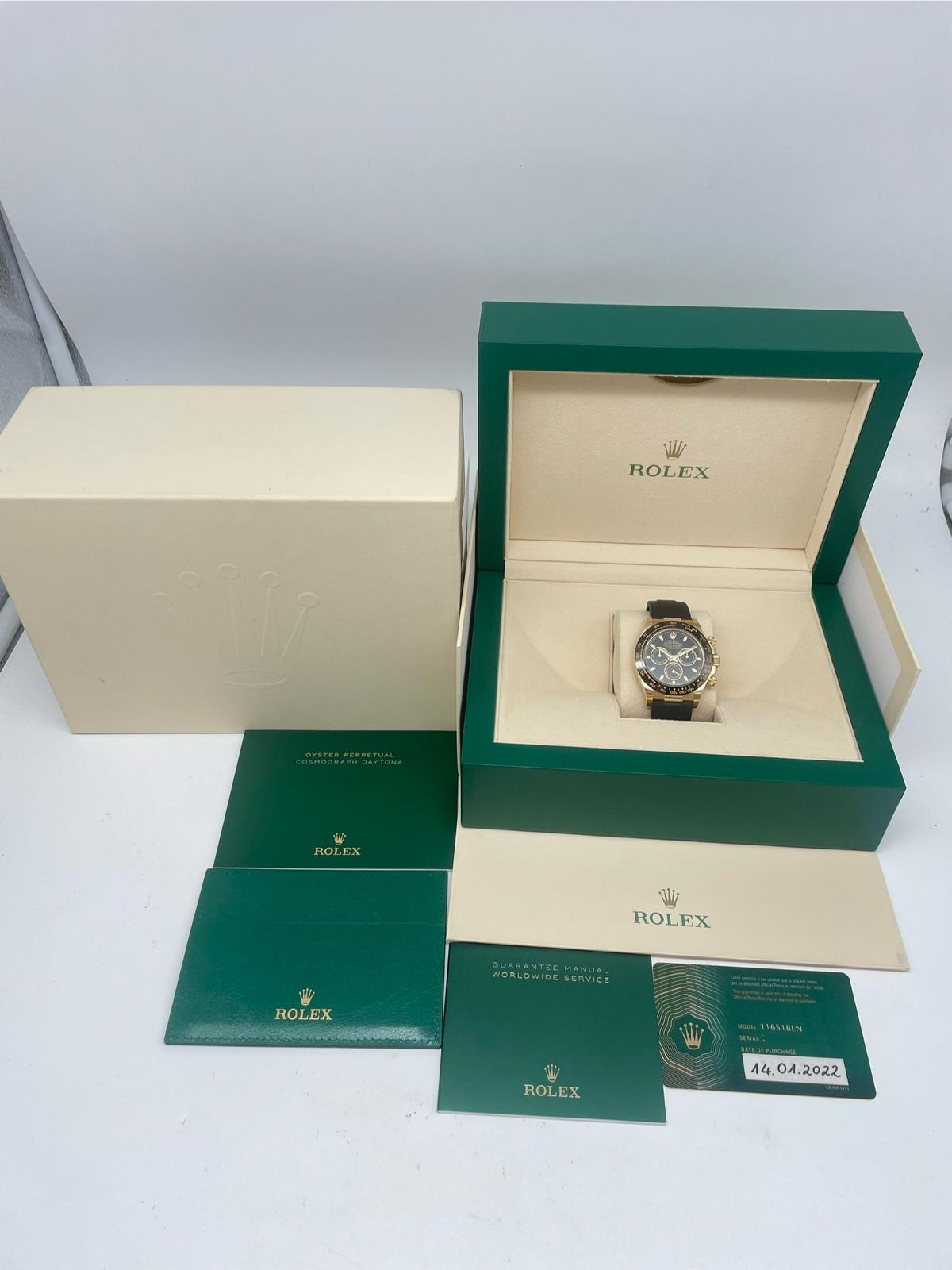 Rolex Cosmograph Daytona Oysterflex Gelbgold 116518LN Box + og. Papiere