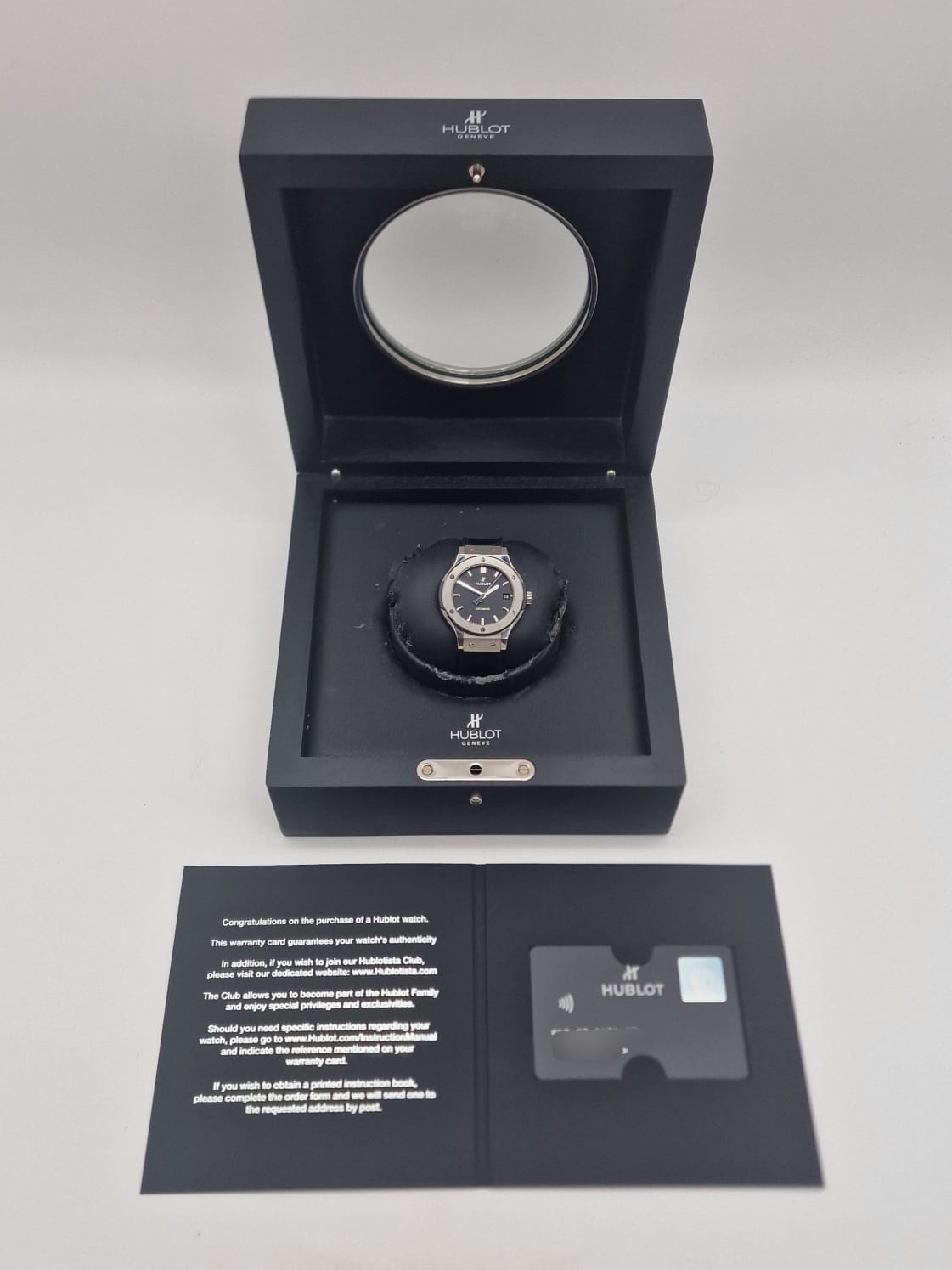Hublot Classic Fusion 38mm Automatic Titanium 565.NX.1171.LR Box + above papers