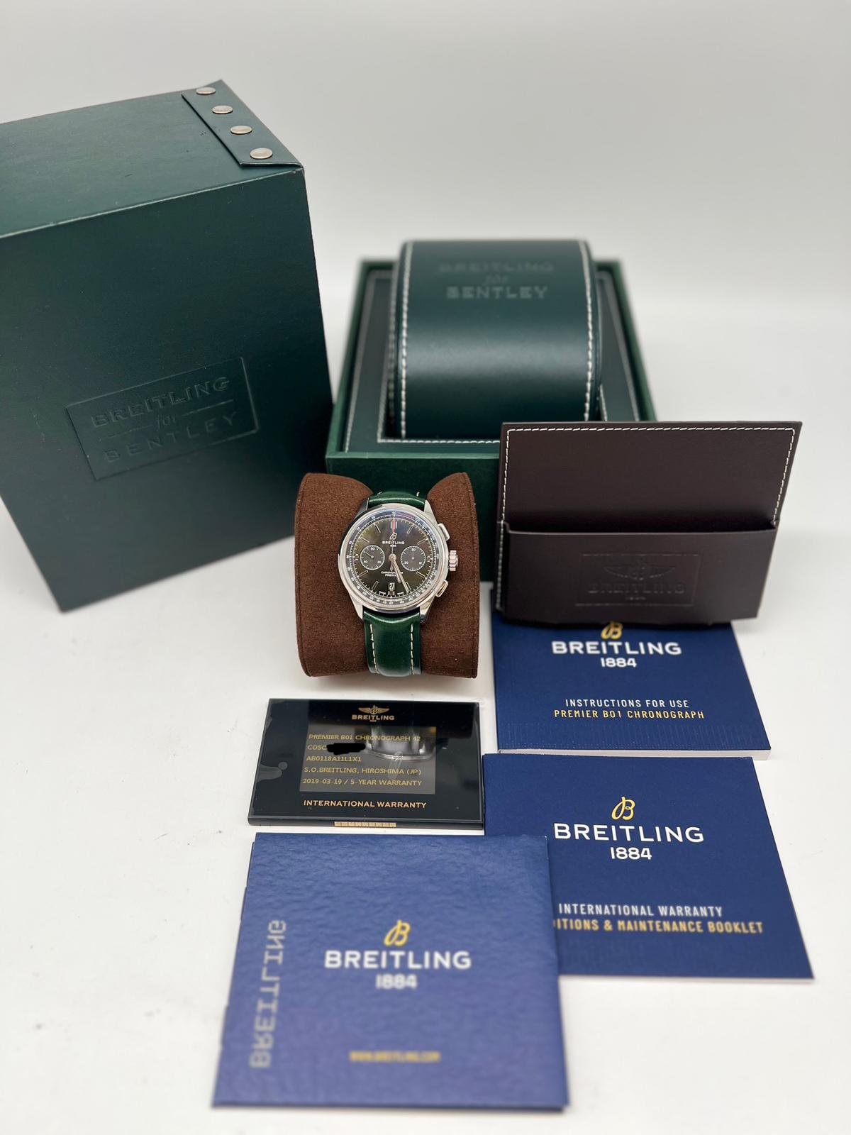 Breitling for Bentley Premier B01 Chronograph 42 Grün AB0118 Box + og. Papiere
