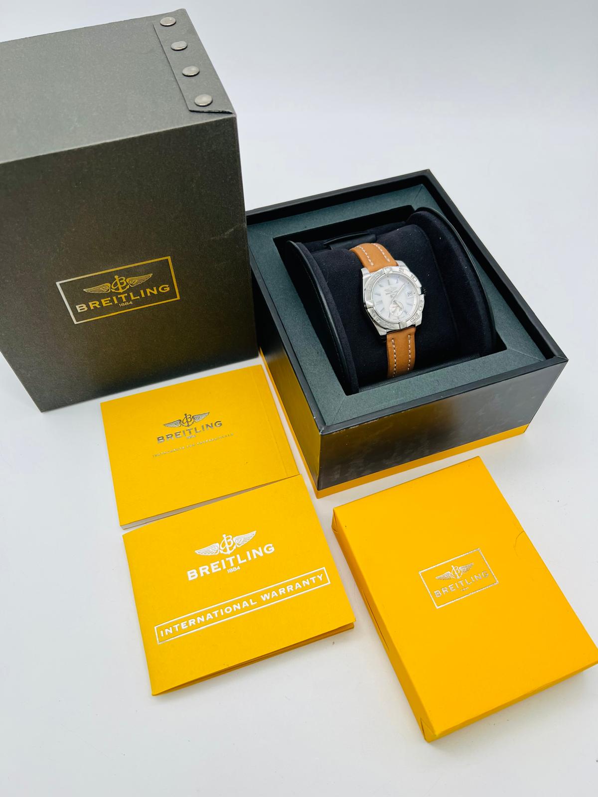 Breitling Galactic 36 Automatic Mother of Pearl A37330 Box + above papers