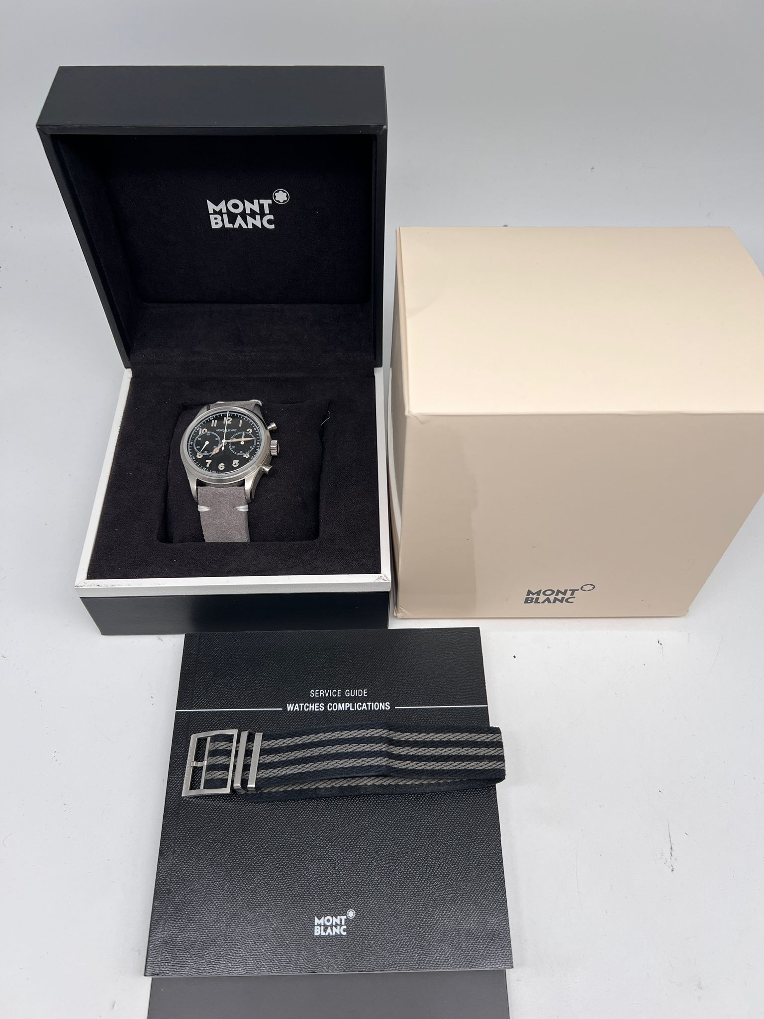 Montblanc 1858 Automatic Men's Watch Chronograph 117835 Box + above papers
