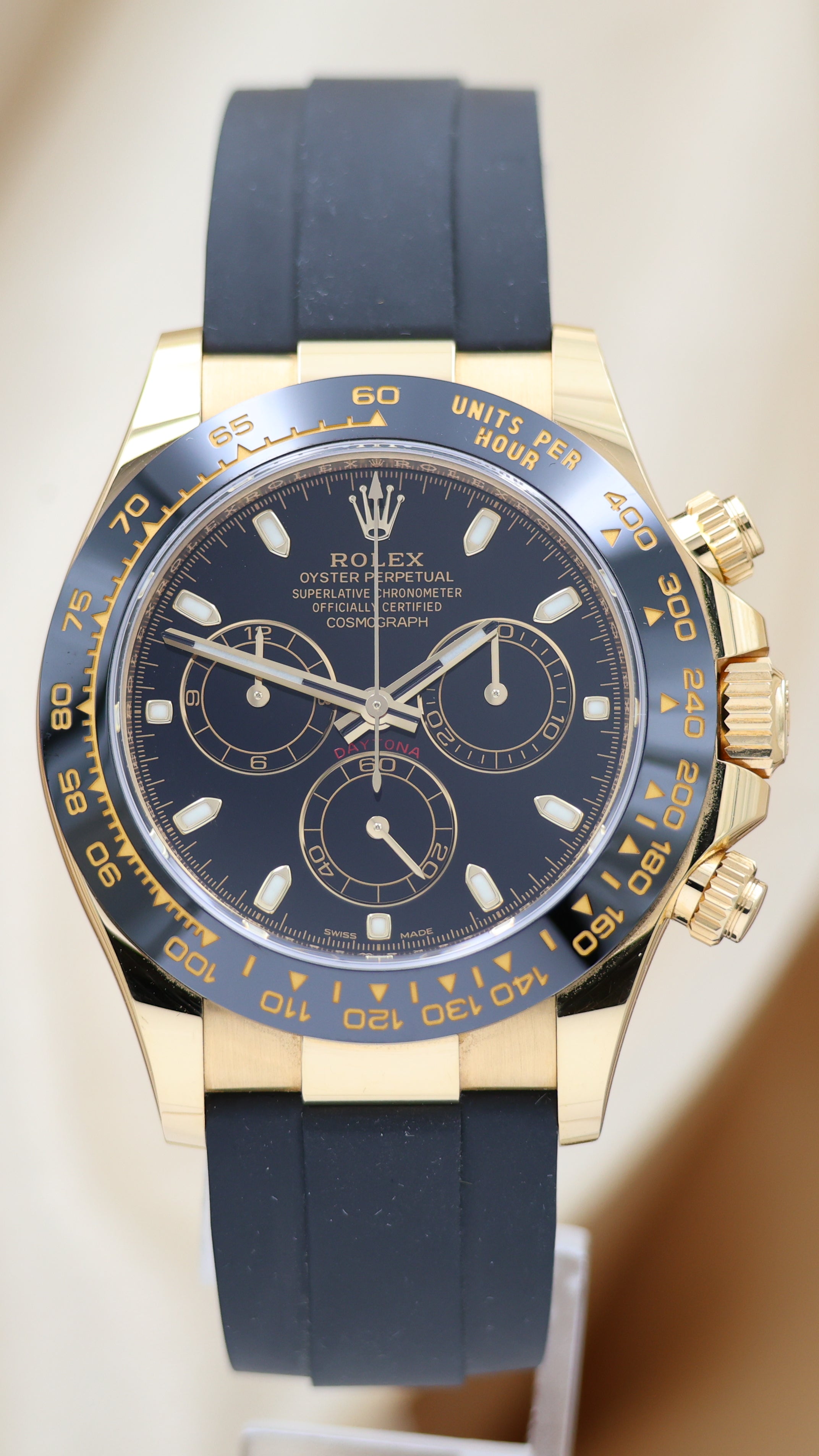 Rolex Cosmograph Daytona Oysterflex Gelbgold 116518LN Box + og. Papiere