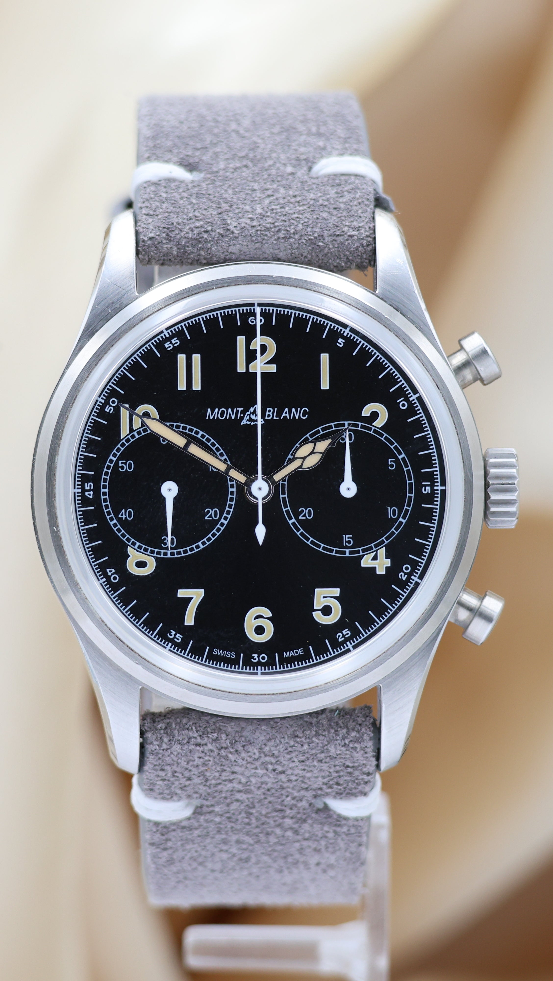 Montblanc 1858 Automatic Men's Watch Chronograph 117835 Box + above papers