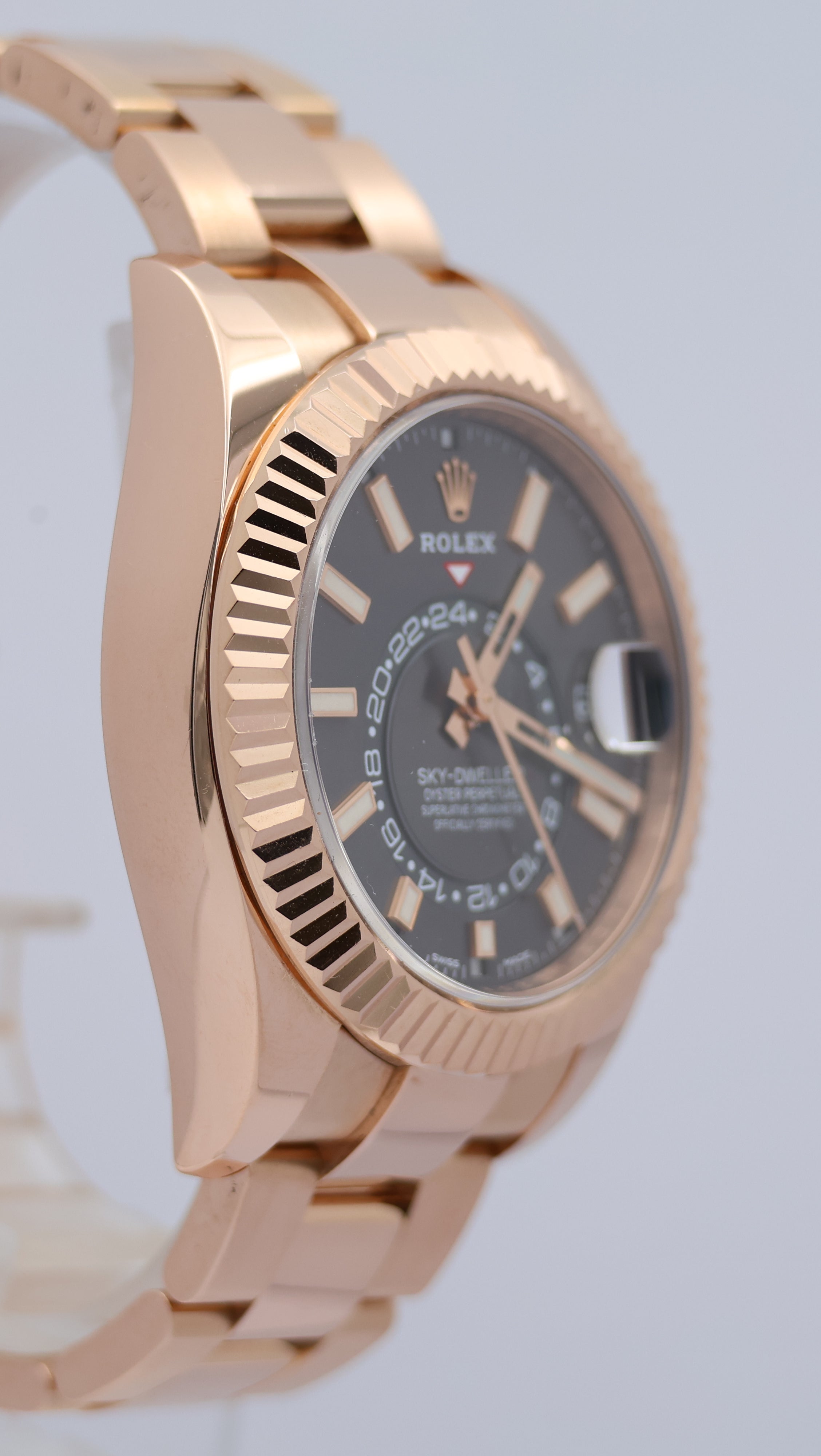 Rolex Sky-Dweller Rose Gold Grey Automatic 326935 Box + above papers